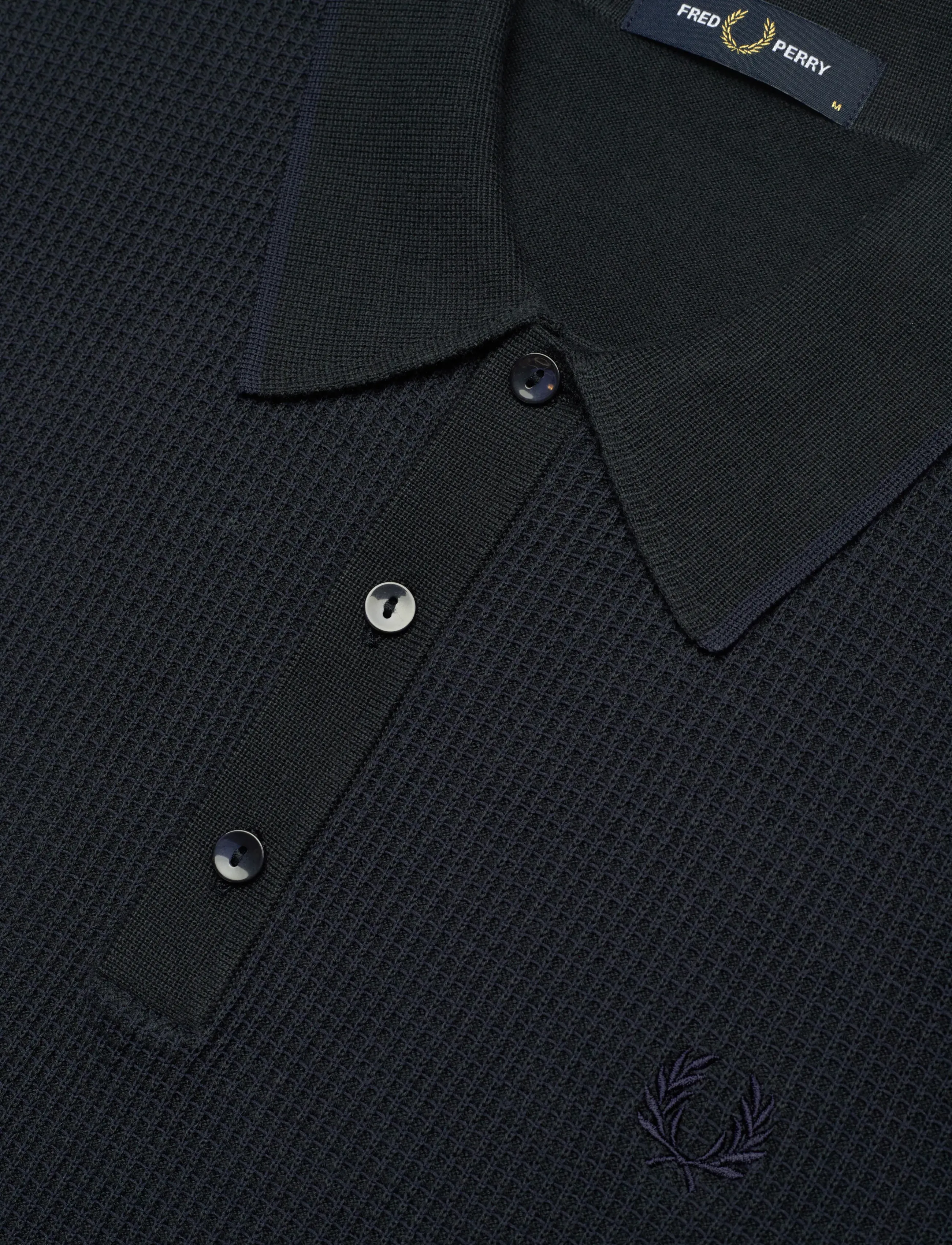 Fred Perry - TONIC WAFFLE KNITTED SHIRT - strik - navy - 4