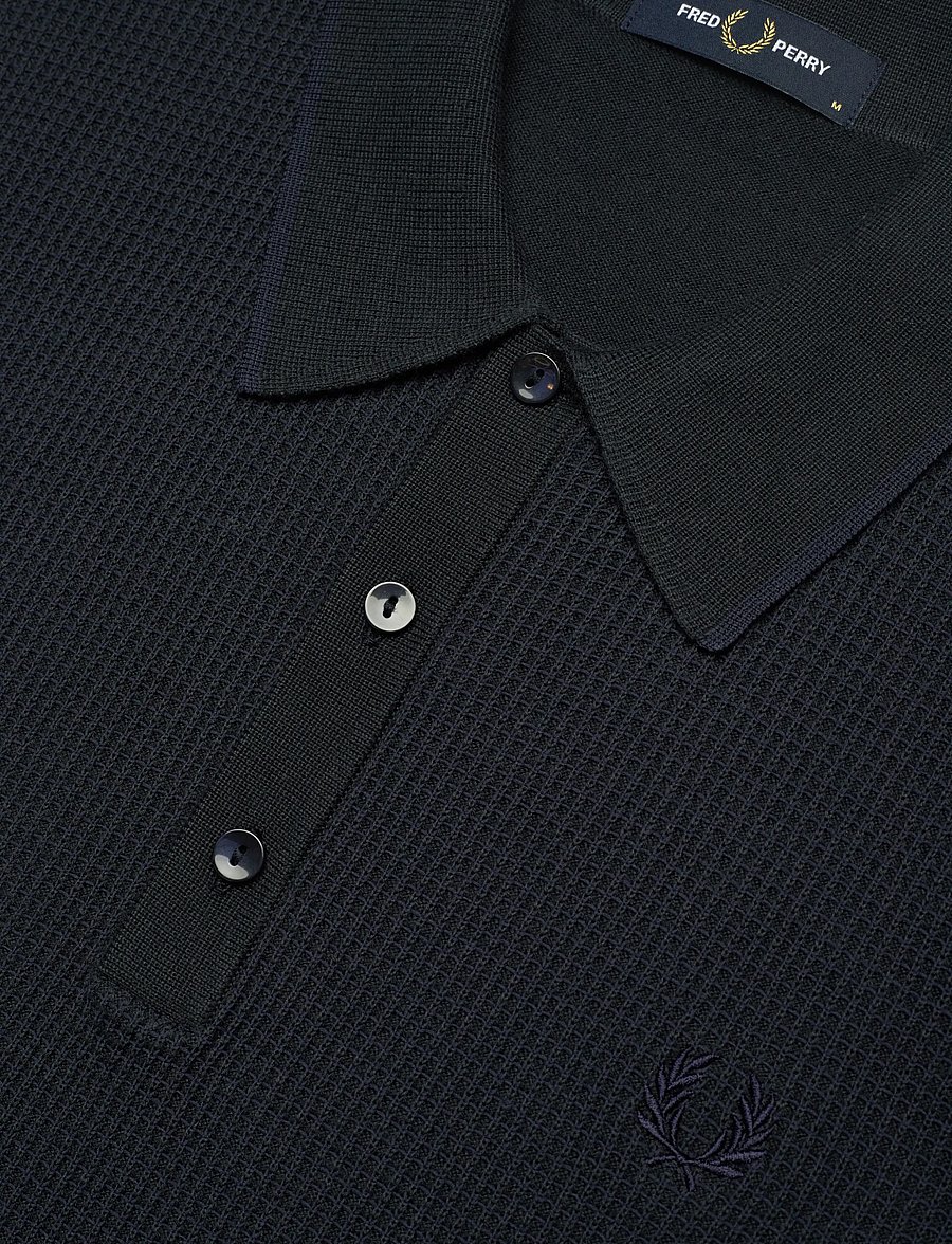 Fred Perry - TONIC WAFFLE KNITTED SHIRT - polostrik - navy - 4