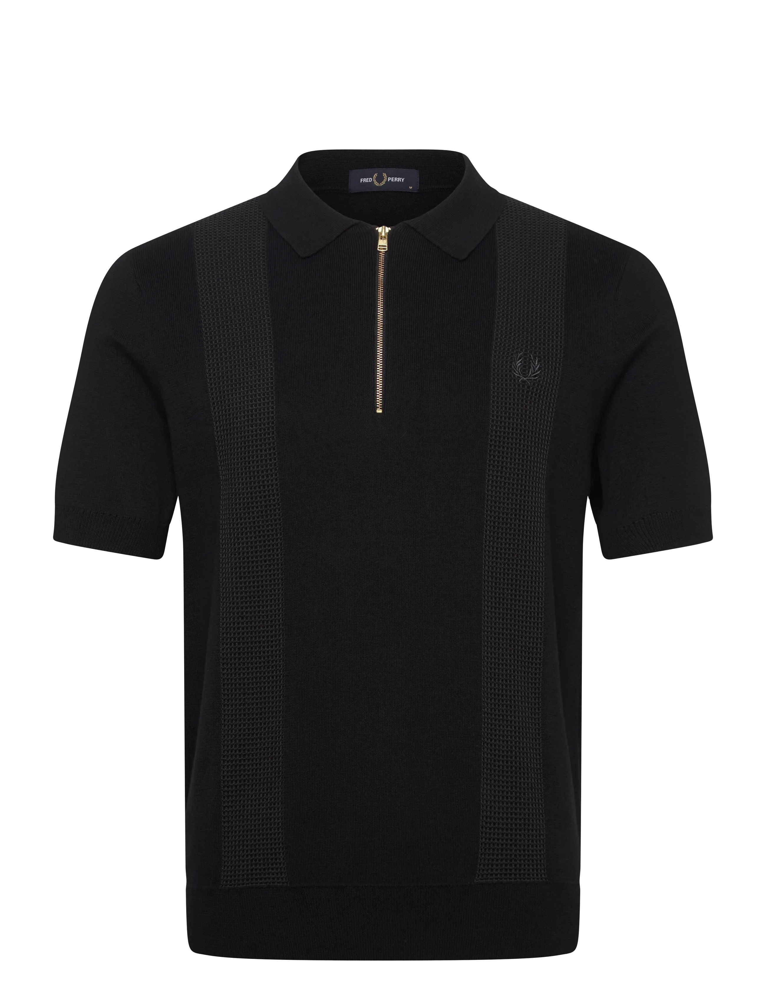 FRED PERRY Panel Detail Strick Shirt Schwarz - XXL - Herren