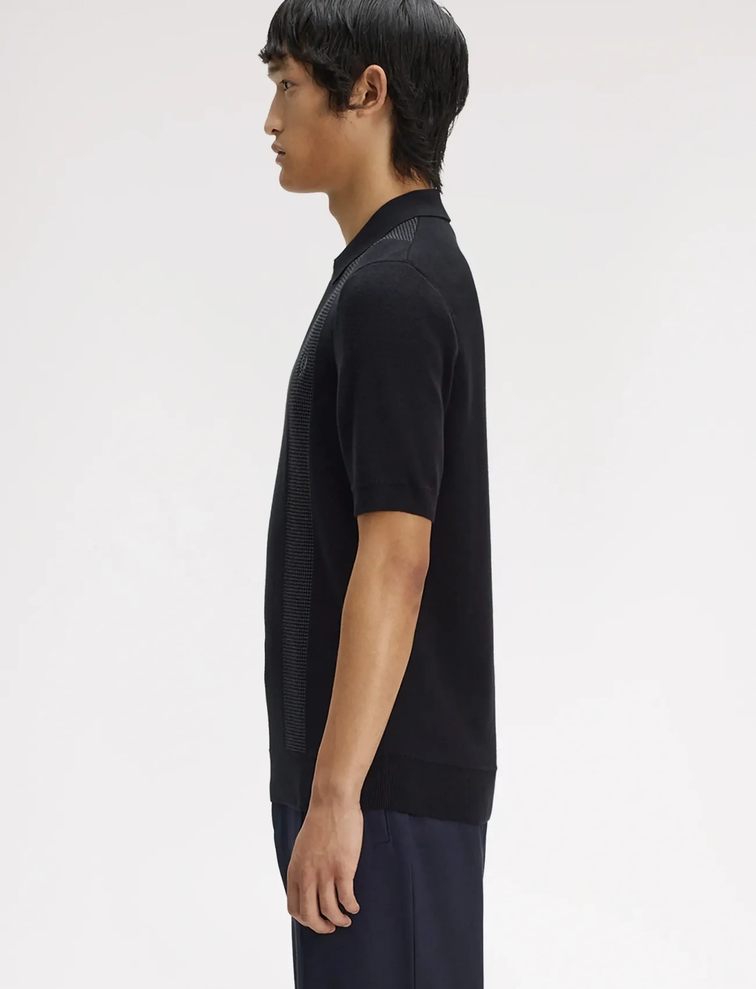 Fred Perry - PANEL DETAIL KNITTED SHIRT - short-sleeved polos - black - 3