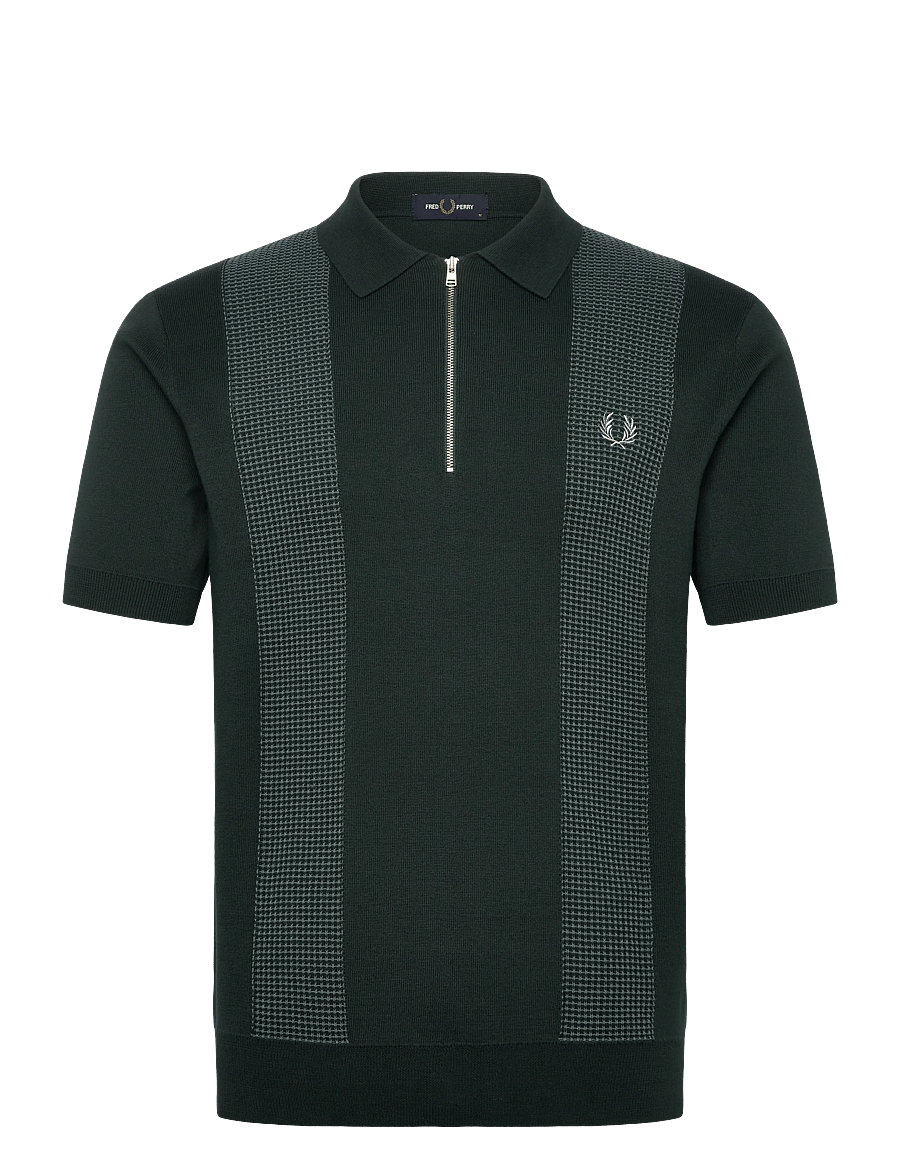 Fred Perry - PANEL DETAIL KNITTED SHIRT - kurzärmelig - grassroots - 1