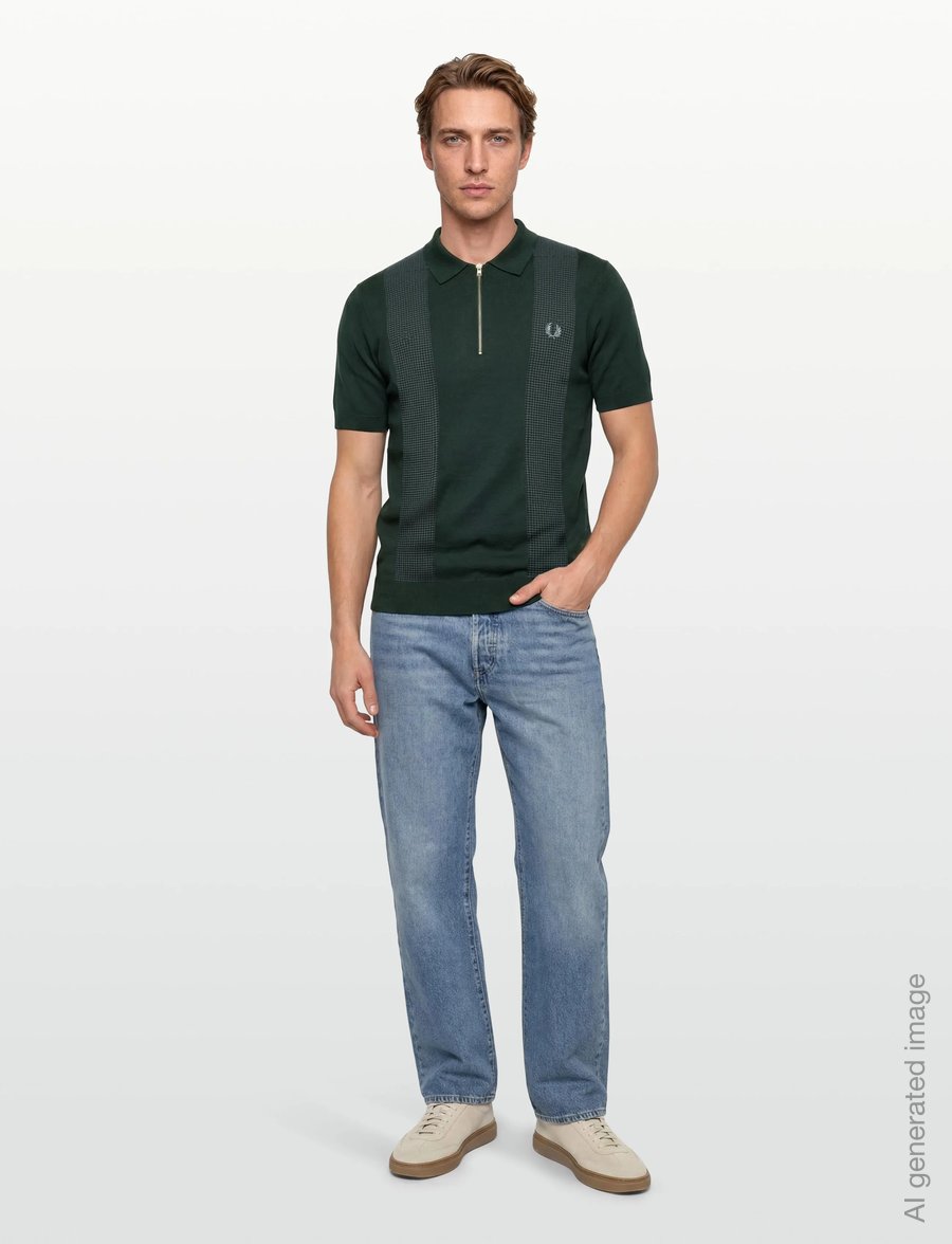 Fred Perry - PANEL DETAIL KNITTED SHIRT - kurzärmelig - grassroots - 0