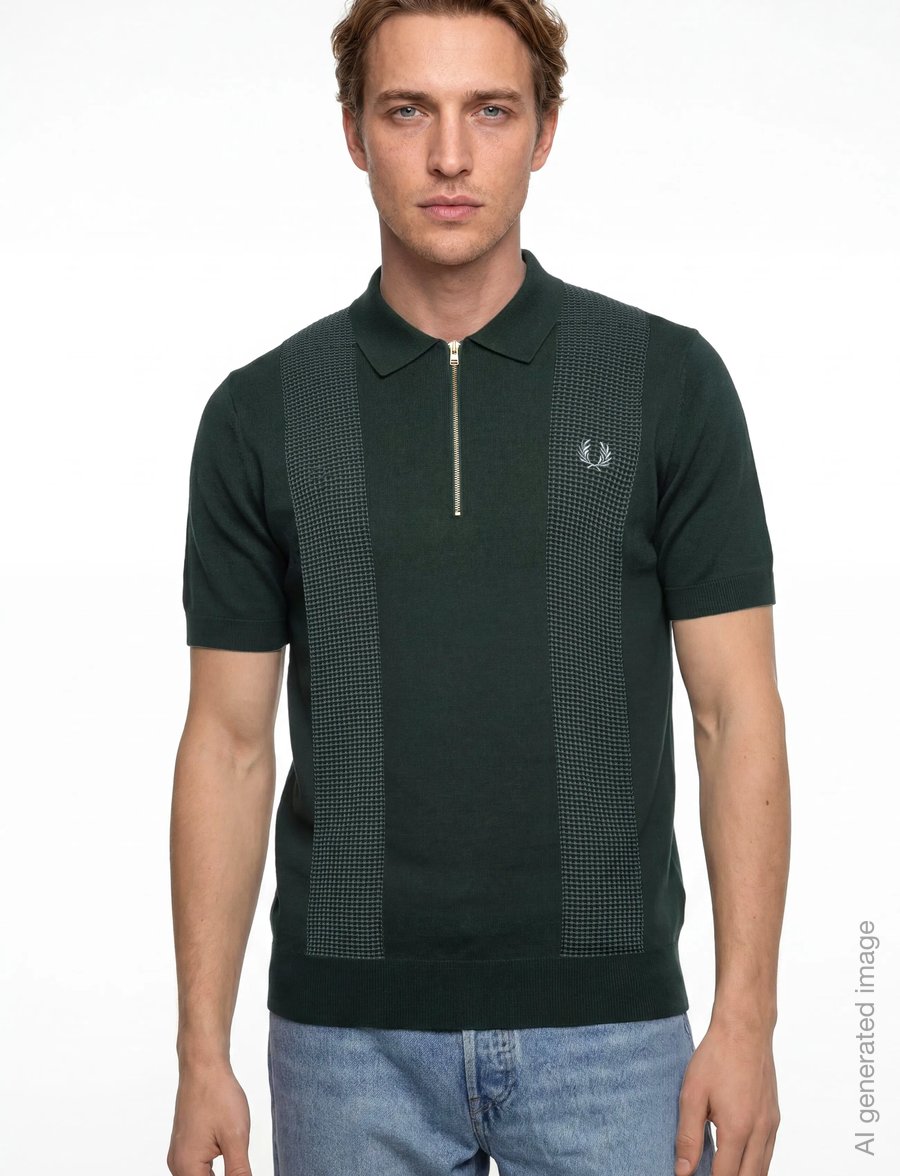 Fred Perry - PANEL DETAIL KNITTED SHIRT - kurzärmelig - grassroots - 3