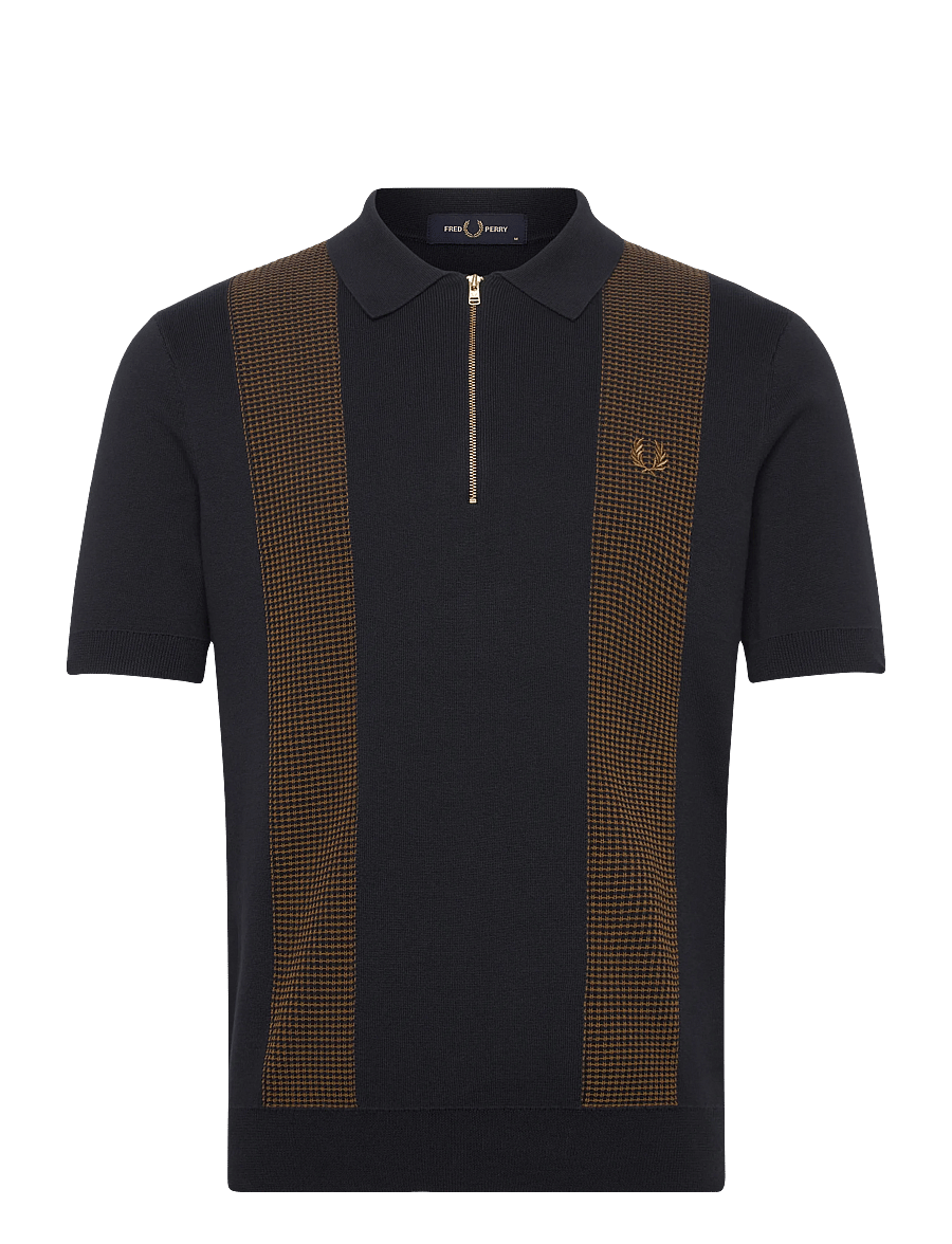 Fred Perry - PANEL DETAIL KNITTED SHIRT - kortærmede poloer - navy - 1
