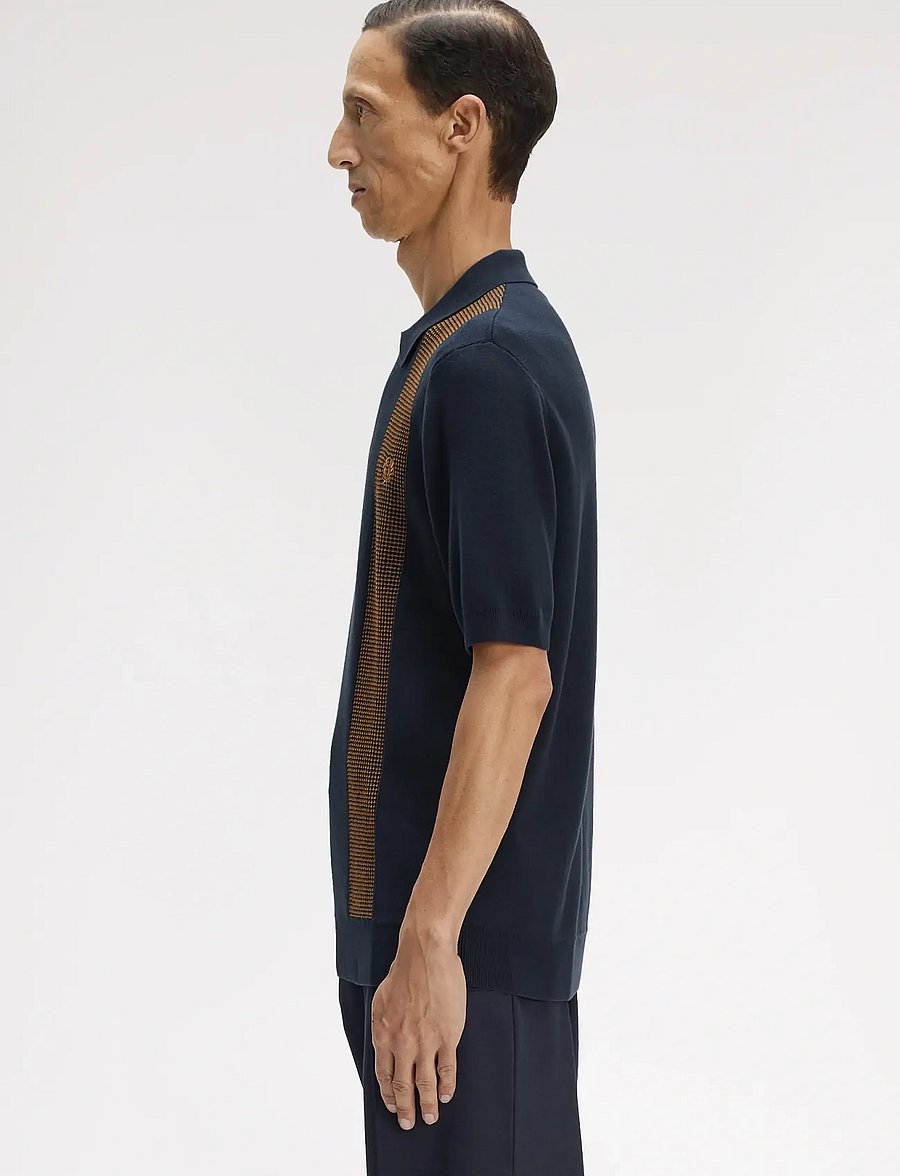Fred Perry - PANEL DETAIL KNITTED SHIRT - kortærmede poloer - navy - 3