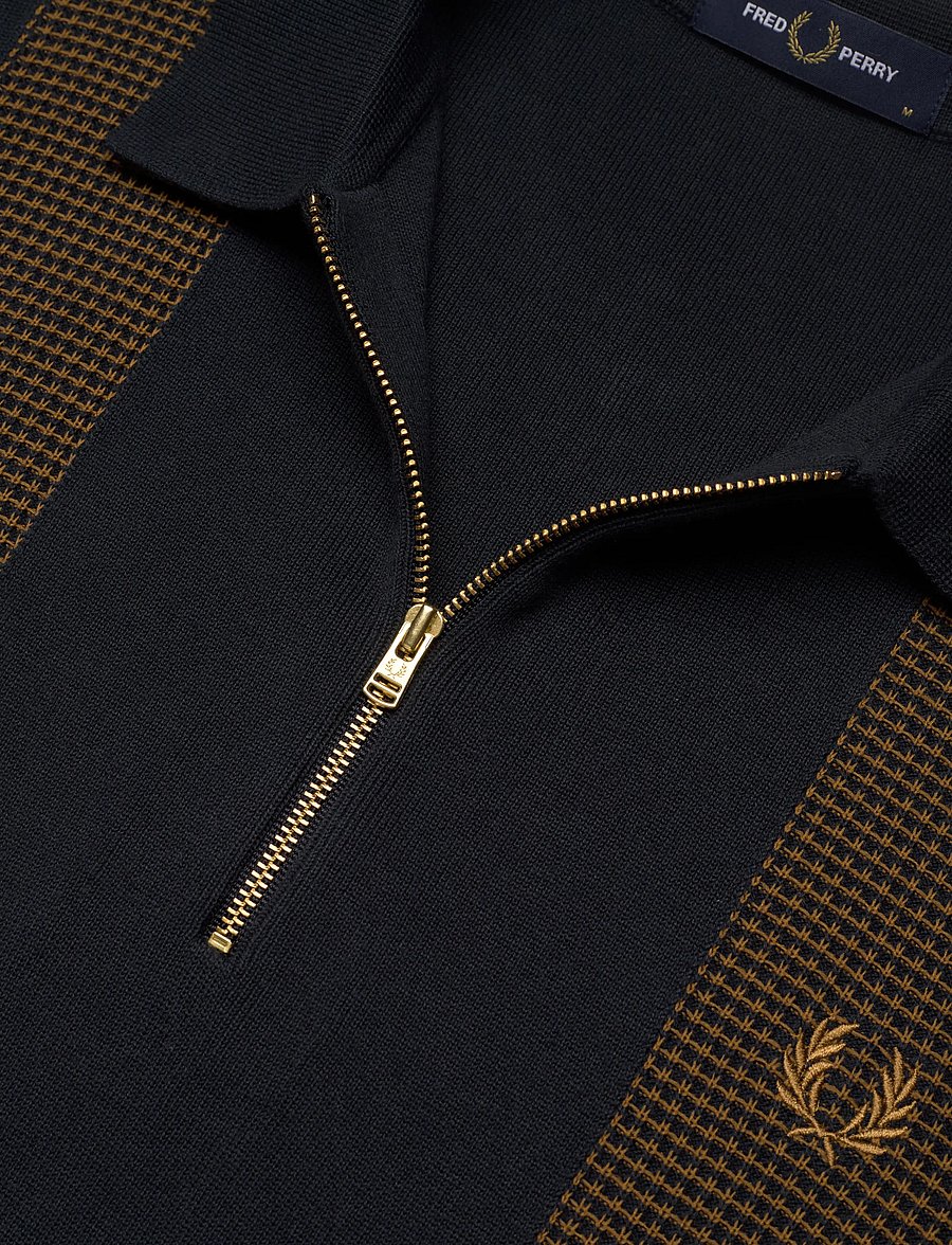 Fred Perry - PANEL DETAIL KNITTED SHIRT - kortærmede poloer - navy - 4