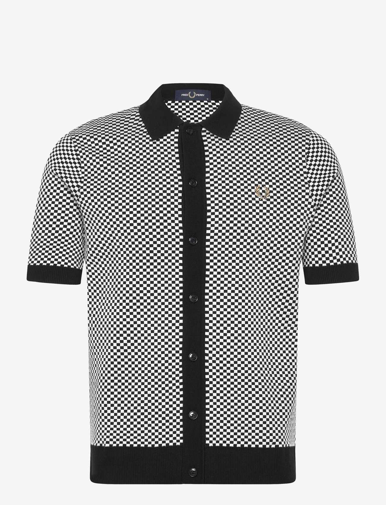 Fred Perry - CHEQUERBOARD BUTTON SHIRT - kurzarmhemden - black - 0