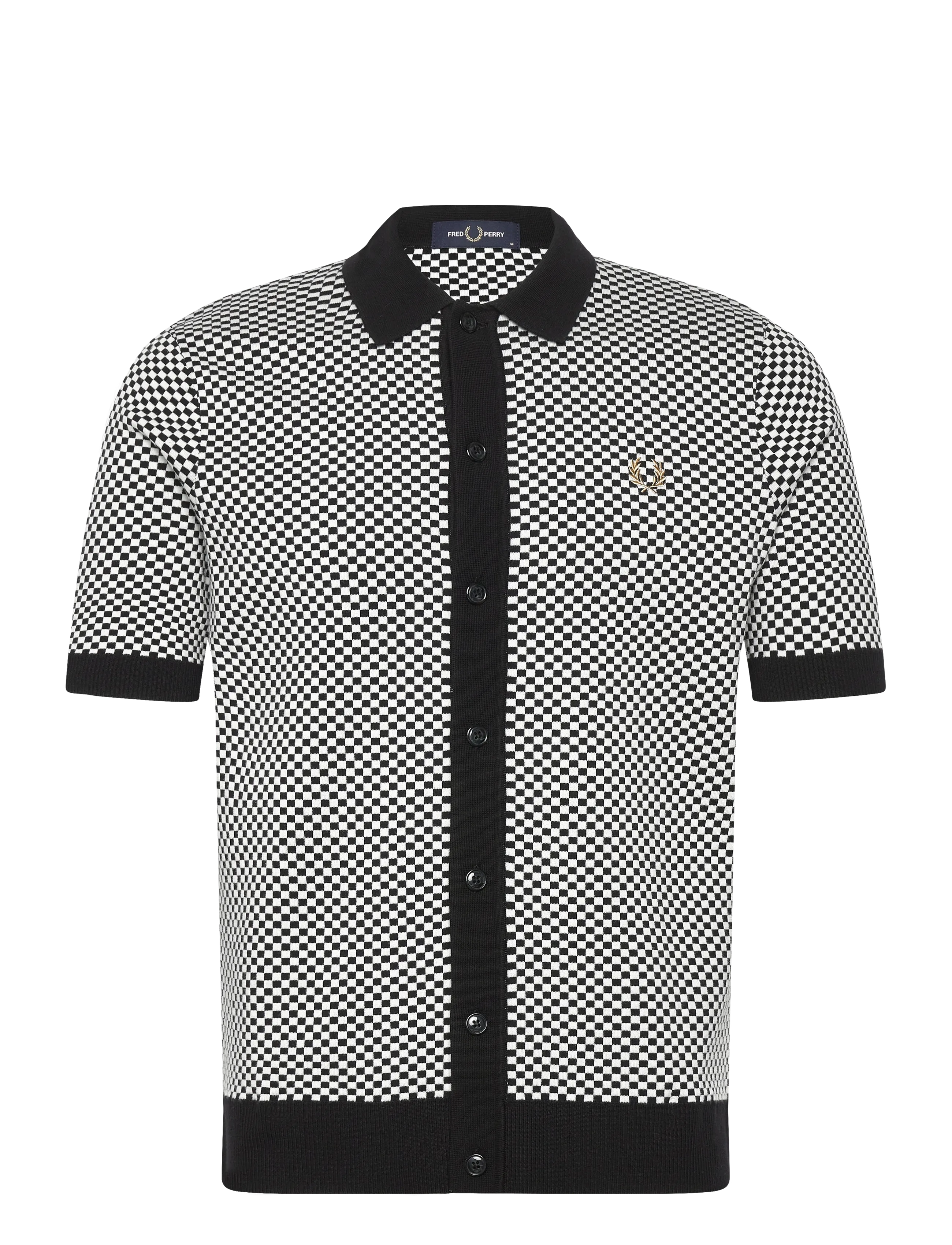 Fred Perry CHEQUERBOARD BUTTON SHIRT - Fred Perry - BLACK / black