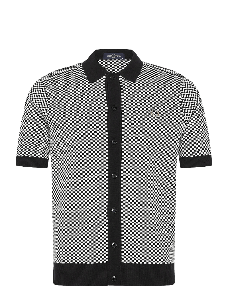 Fred Perry - CHEQUERBOARD BUTTON SHIRT - lühikeste varrukatega särgid - black - 0