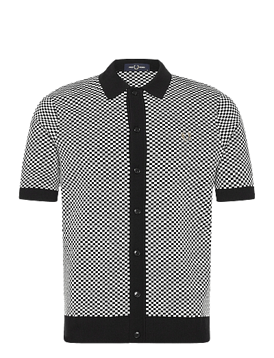 Fred Perry CHEQUERBOARD BUTTON SHIRT - Fred Perry - BLACK / black