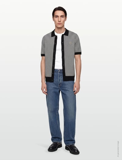 Chequerboard Button Shirt - KortæRmede