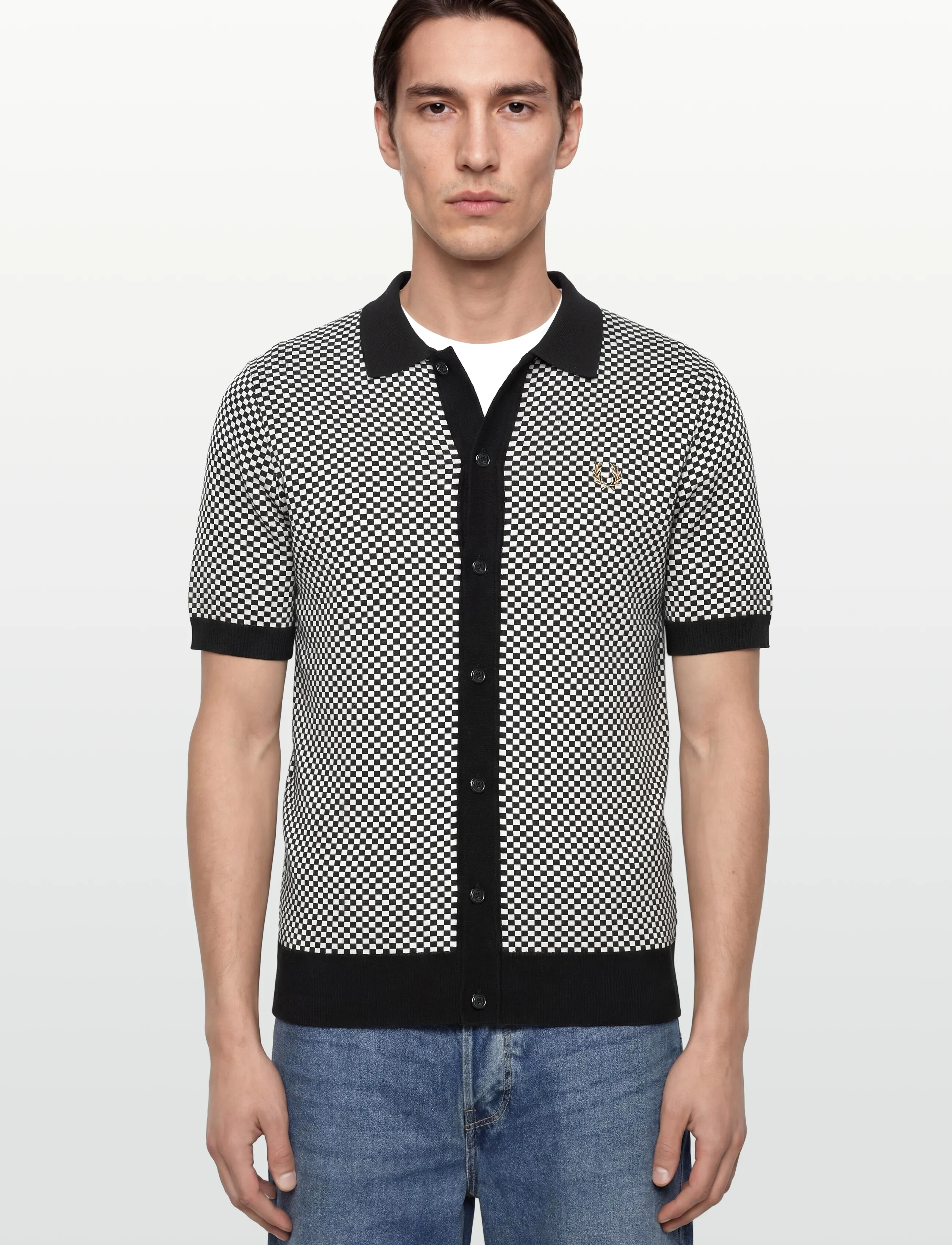 Fred Perry - CHEQUERBOARD BUTTON SHIRT - herren - black - 3