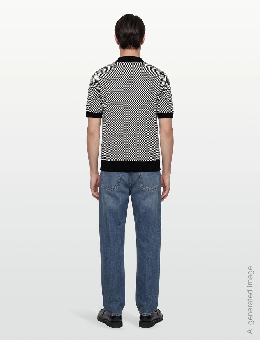 Fred Perry - CHEQUERBOARD BUTTON SHIRT - kortærmede skjorter - black - 4