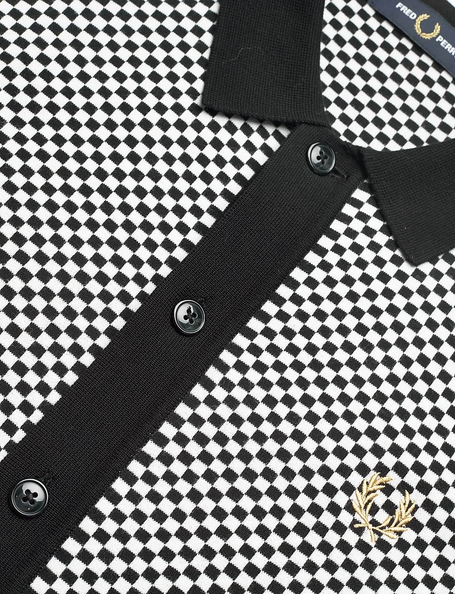 Fred Perry - CHEQUERBOARD BUTTON SHIRT - kortærmede skjorter - black - 5