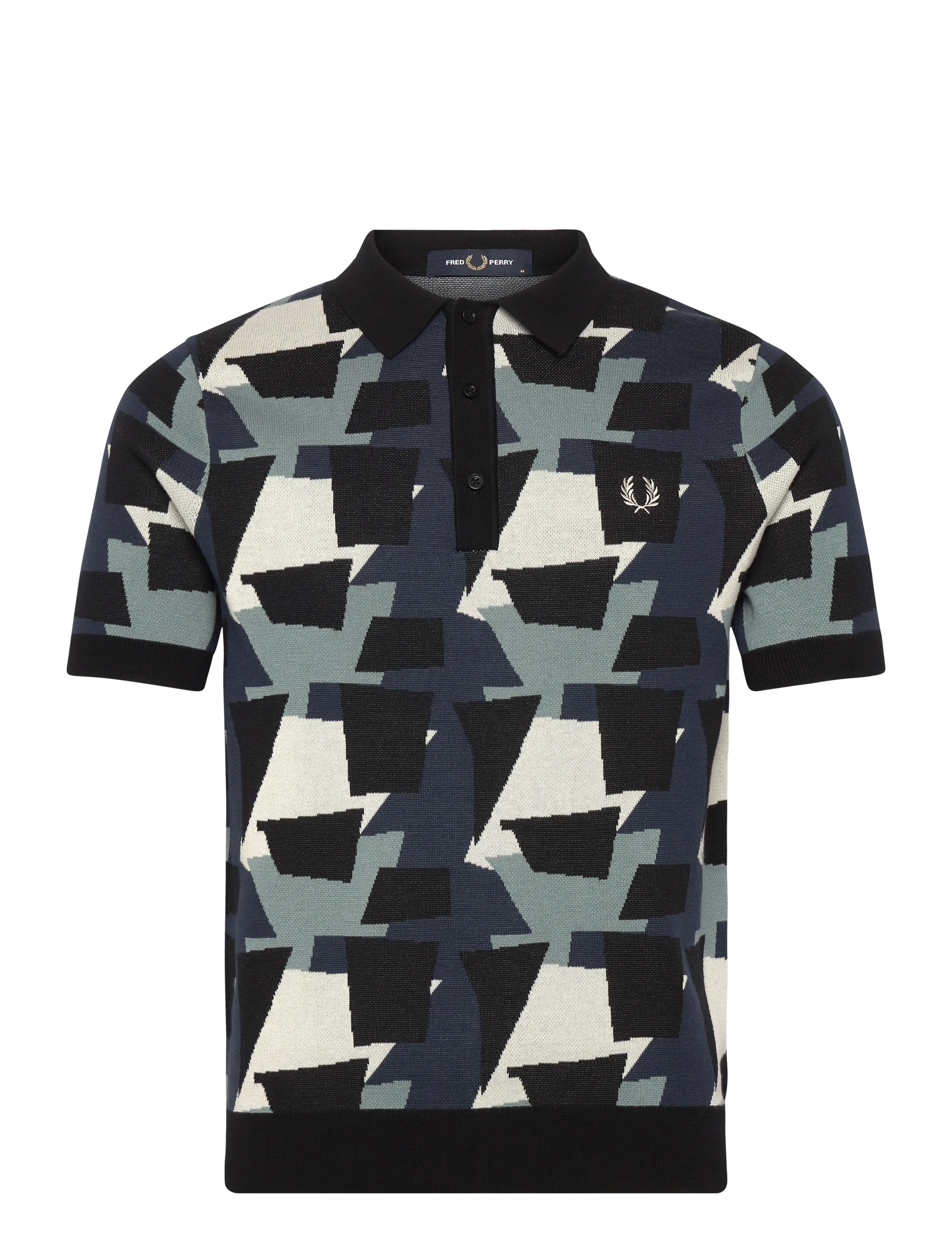 Fred Perry FRAGMENT JACQUARD KNIT SHIRT - Knitwear - BLACK / multi