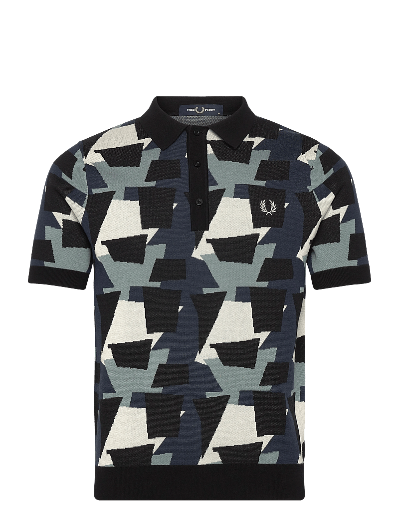 Fred Perry - FRAGMENT JACQUARD KNIT SHIRT - knitted polos - black - 0