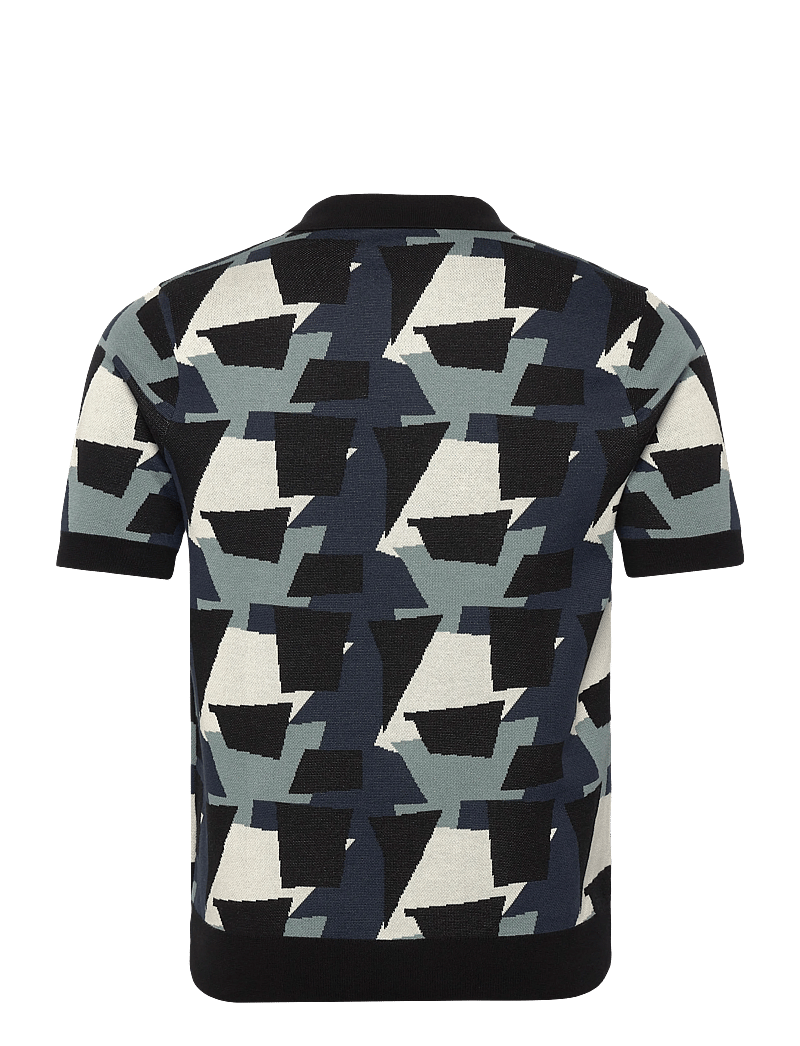 Fred Perry - FRAGMENT JACQUARD KNIT SHIRT - knitted polos - black - 1