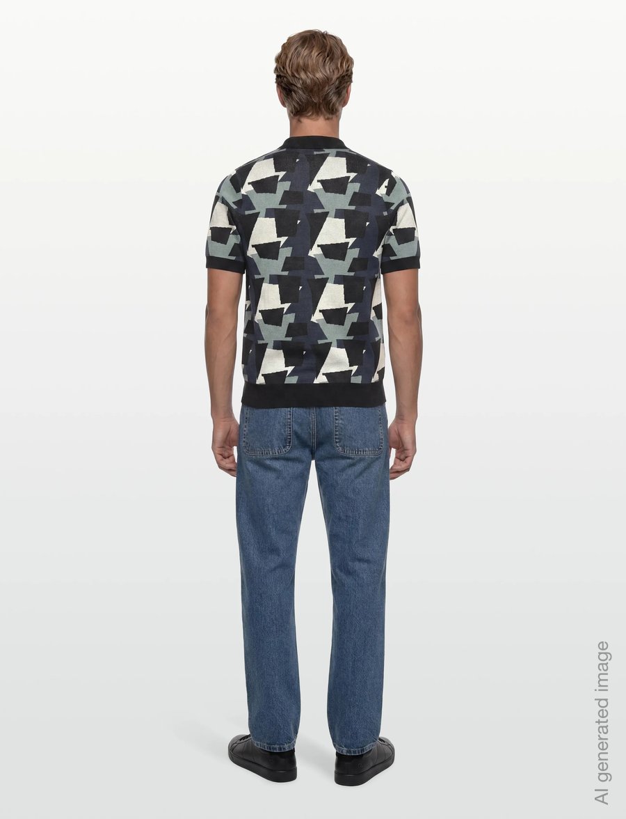 Fred Perry - FRAGMENT JACQUARD KNIT SHIRT - stickade pikéer - black - 4