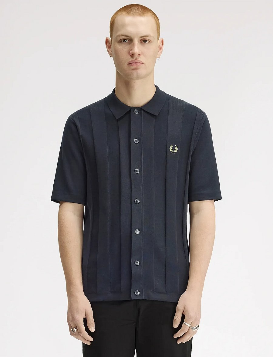 Fred Perry - TONAL VERTICAL STRIPE SHIRT - short-sleeved shirts - navy - 0