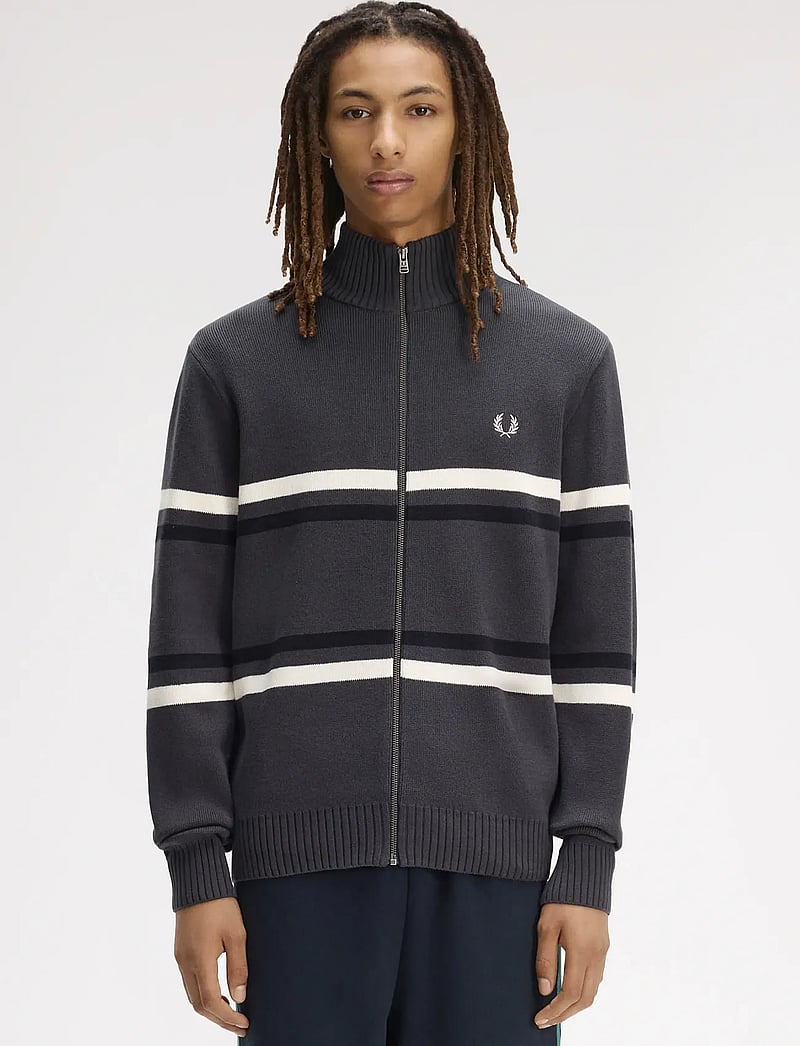 Fred Perry - FRED PERRY GRAPHIC CRDGN - cardigans - anchor grey - 0