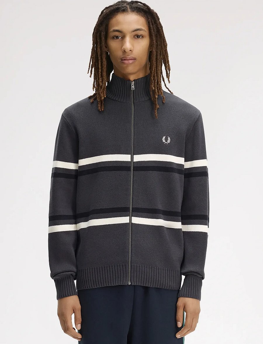 Fred Perry - FRED PERRY GRAPHIC CRDGN - cardigans - anchor grey - 0