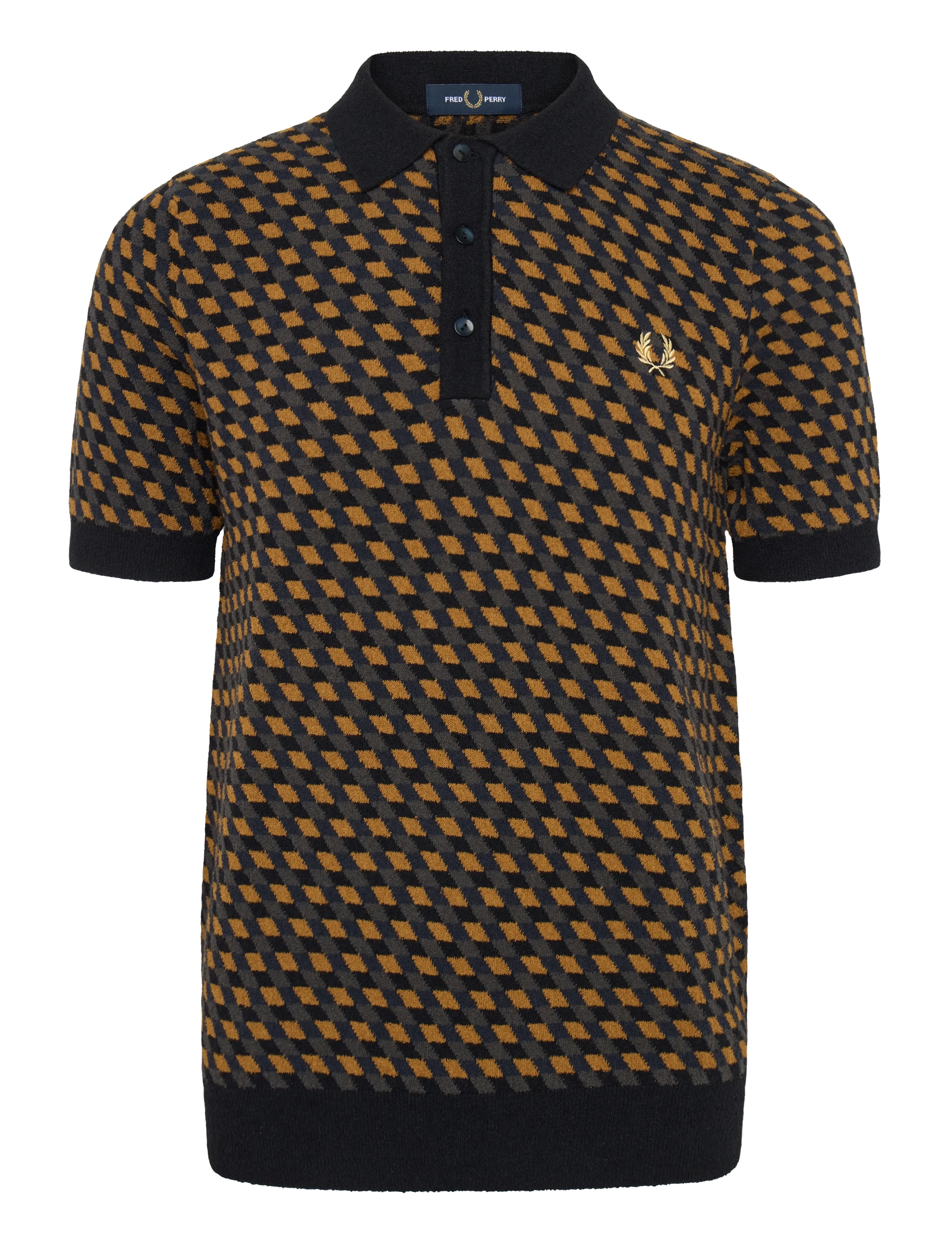 FRED PERRY Geometric Strick Shirt Braun - XXL - Herren