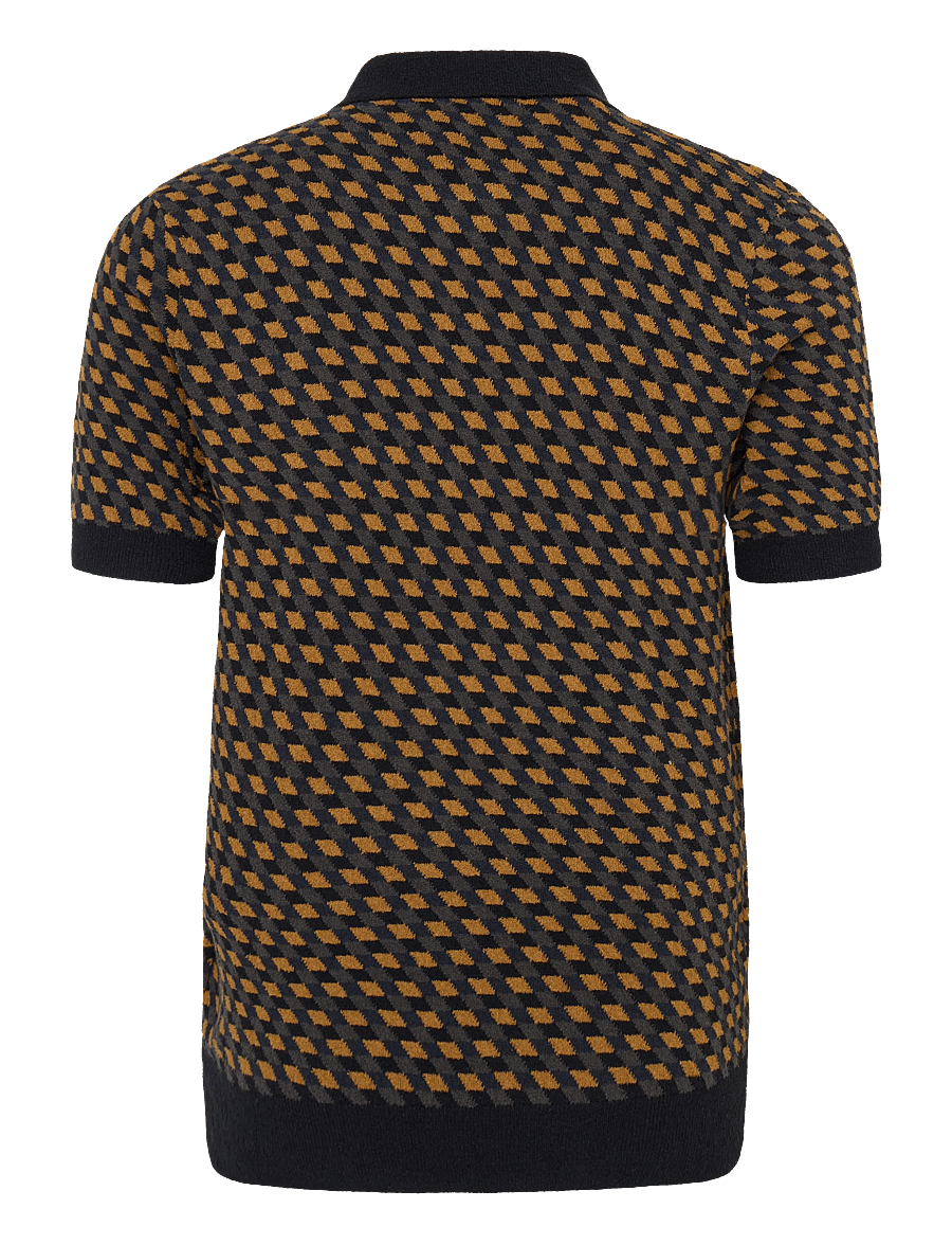 Fred Perry - GEOMETRIC KNITTED SHIRT - kootud polosärgid - dark caramel - 2