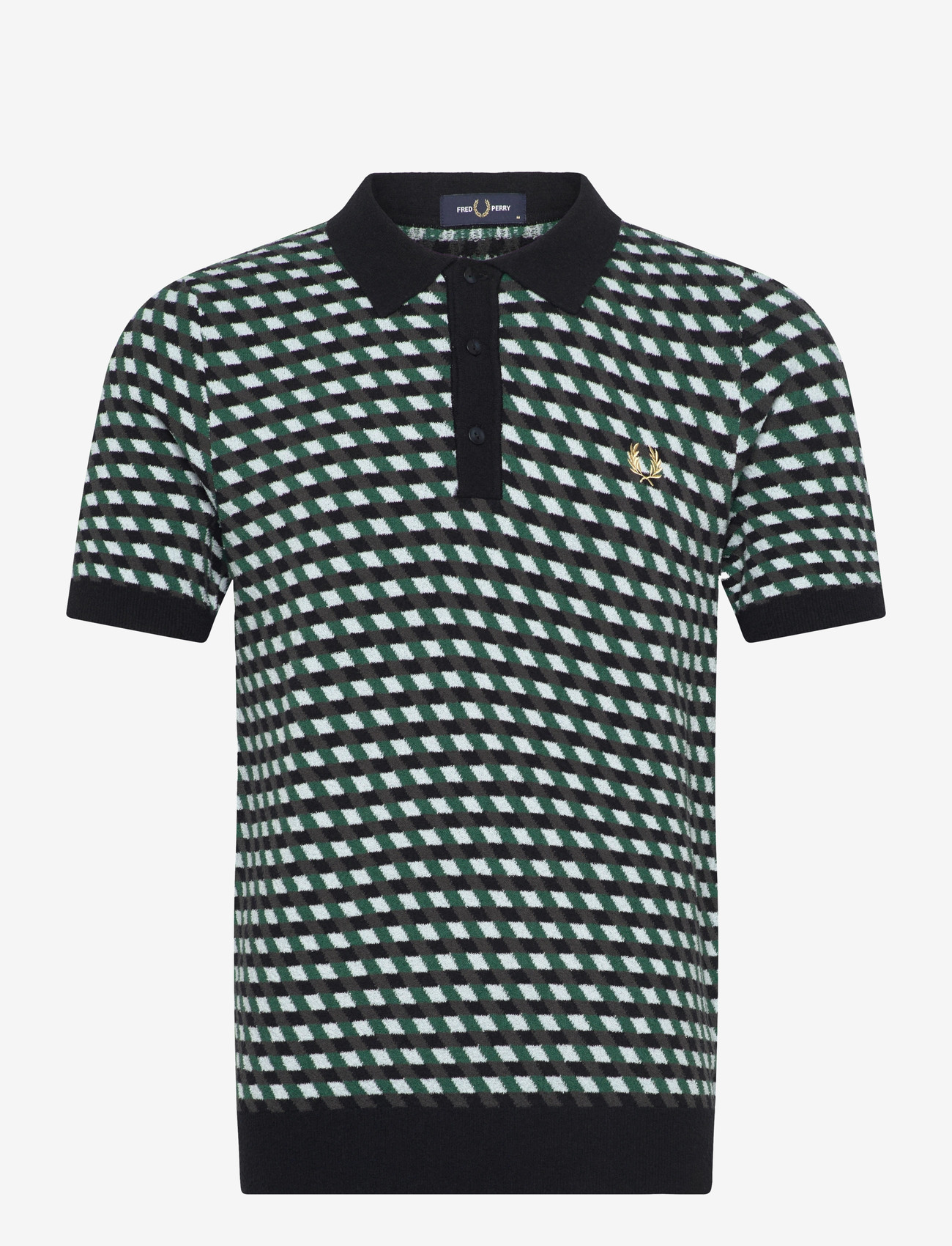 Fred Perry - GEOMETRIC KNITTED SHIRT - polostrik - light ice - 1