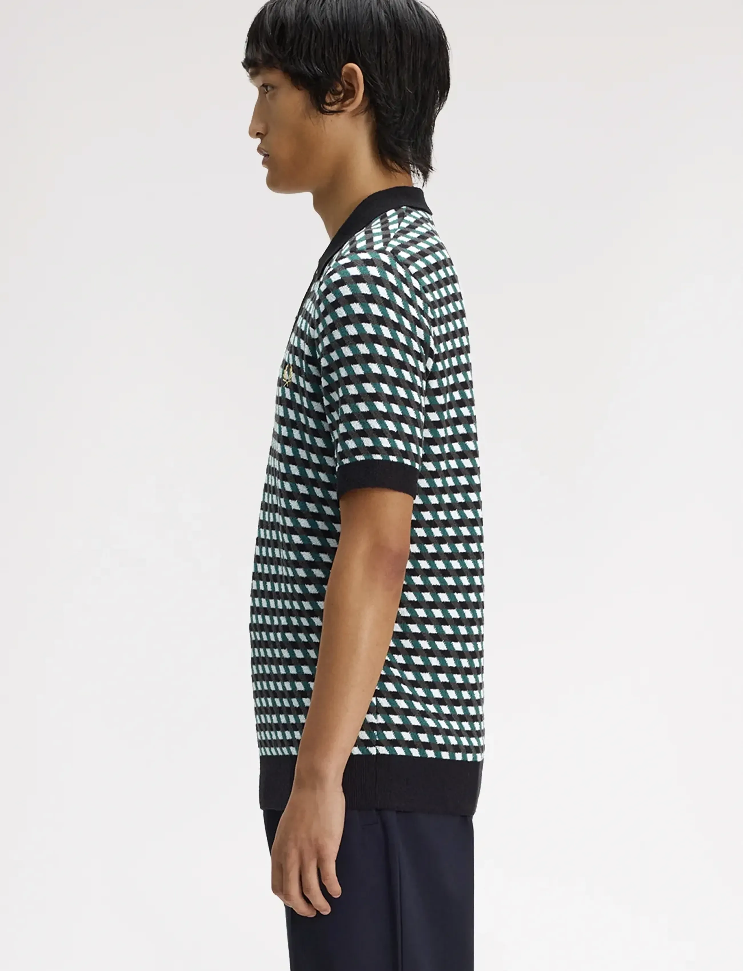 Fred Perry - GEOMETRIC KNITTED SHIRT - kootud polosärgid - light ice - 3