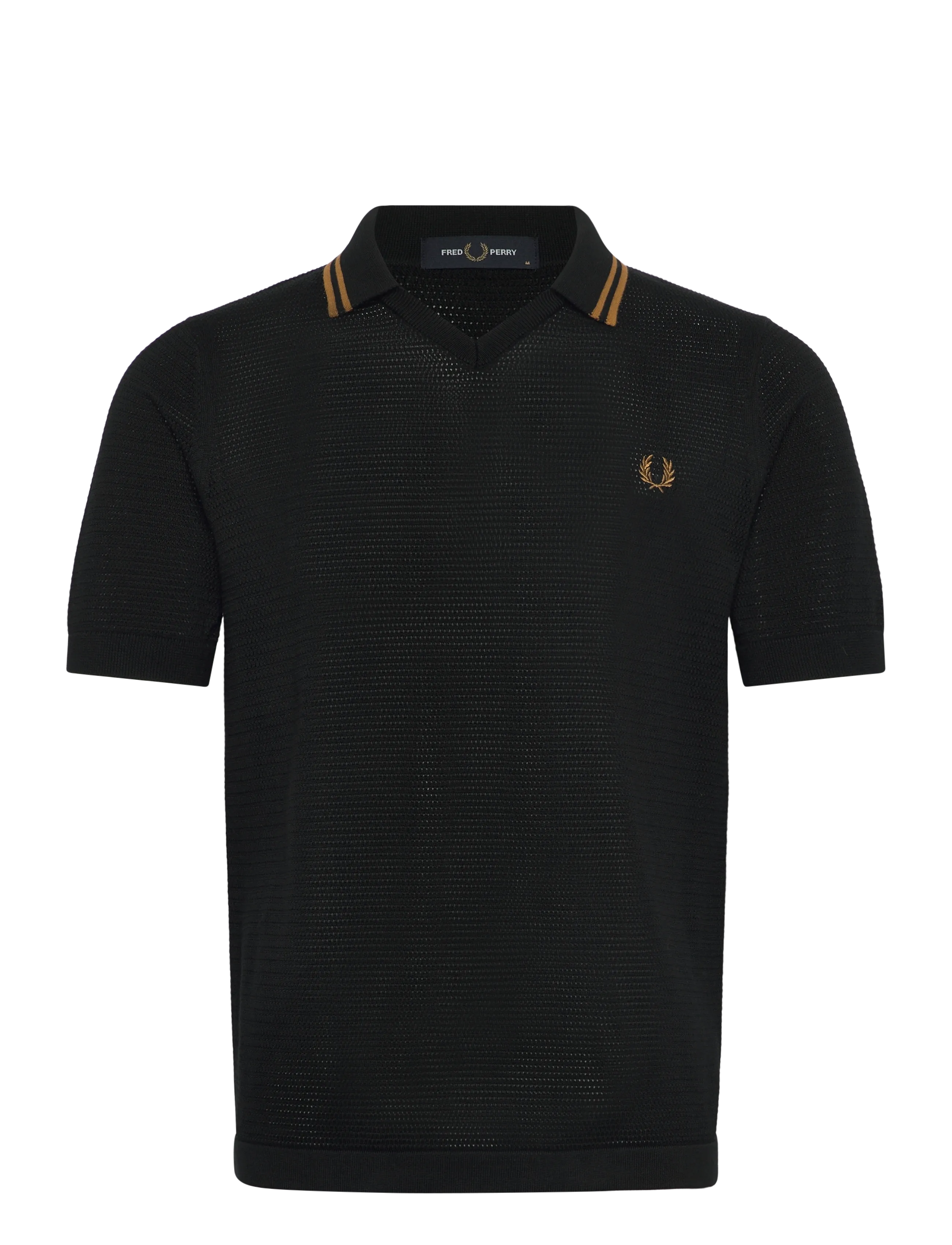 FRED PERRY Pointelle Strick Shirt Schwarz - S - Herren