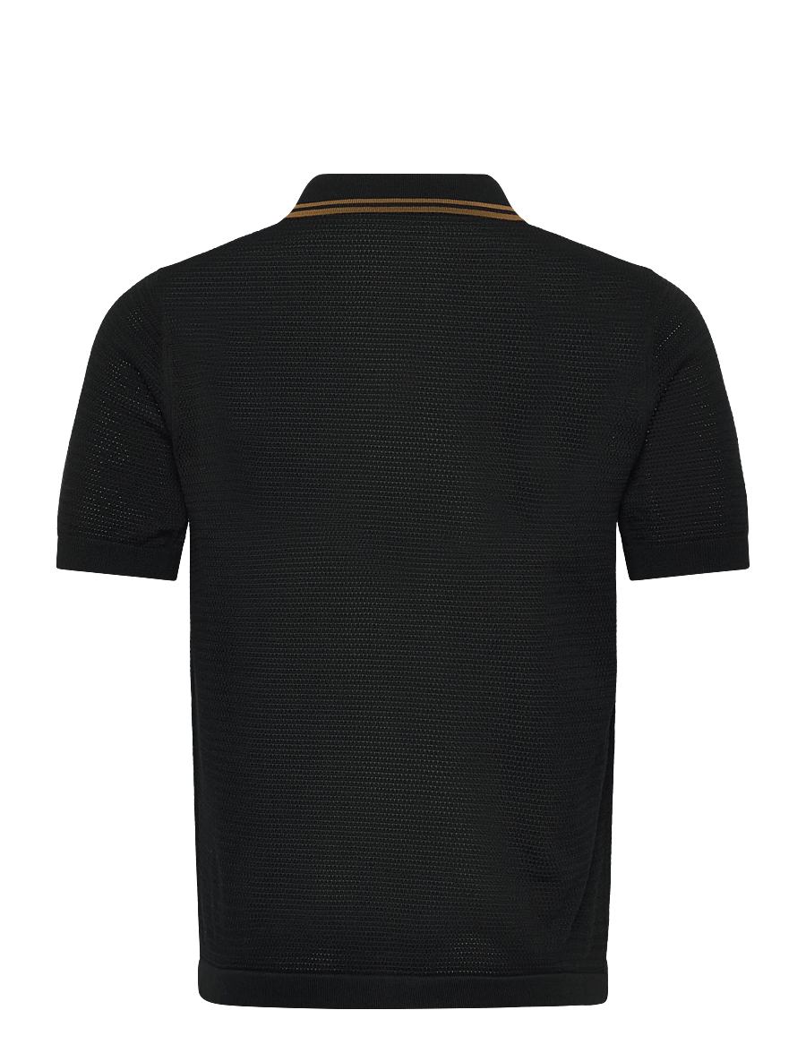 Fred Perry - POINTELLE KNITTED SHIRT - stickade pikéer - black - 2