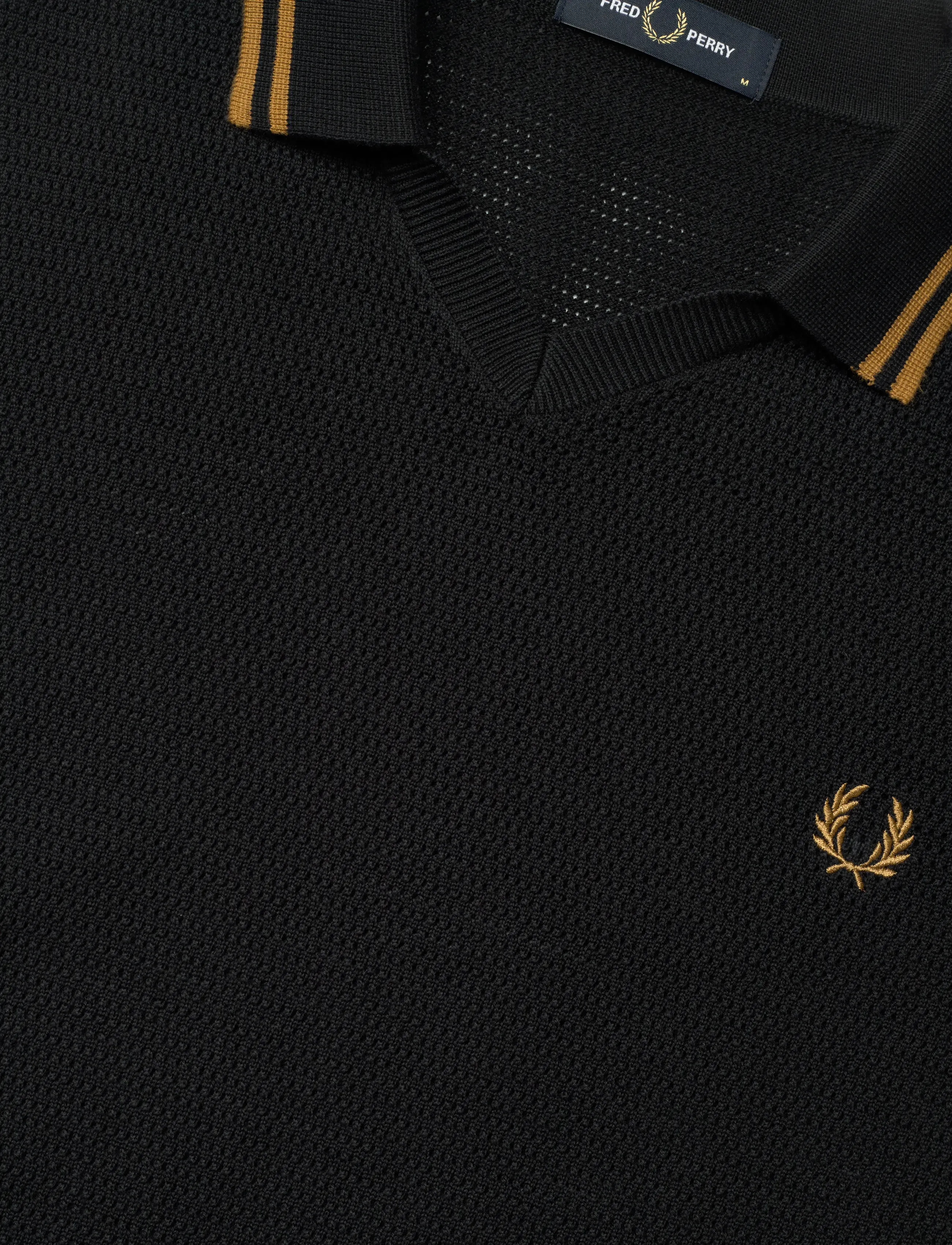 Fred Perry - POINTELLE KNITTED SHIRT - kootud polosärgid - black - 4
