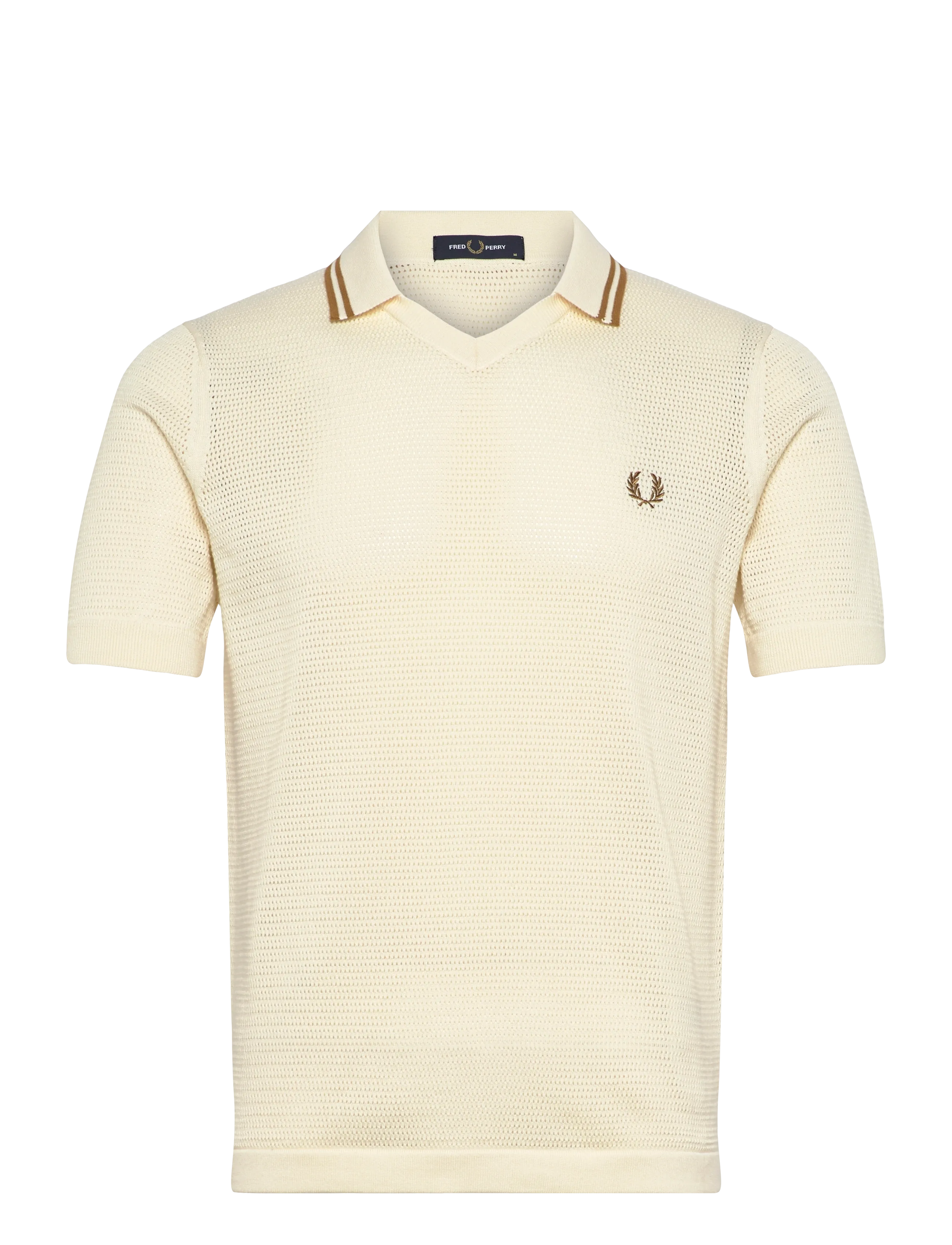 FRED PERRY Pointelle Strick Shirt Cream - M - Herren