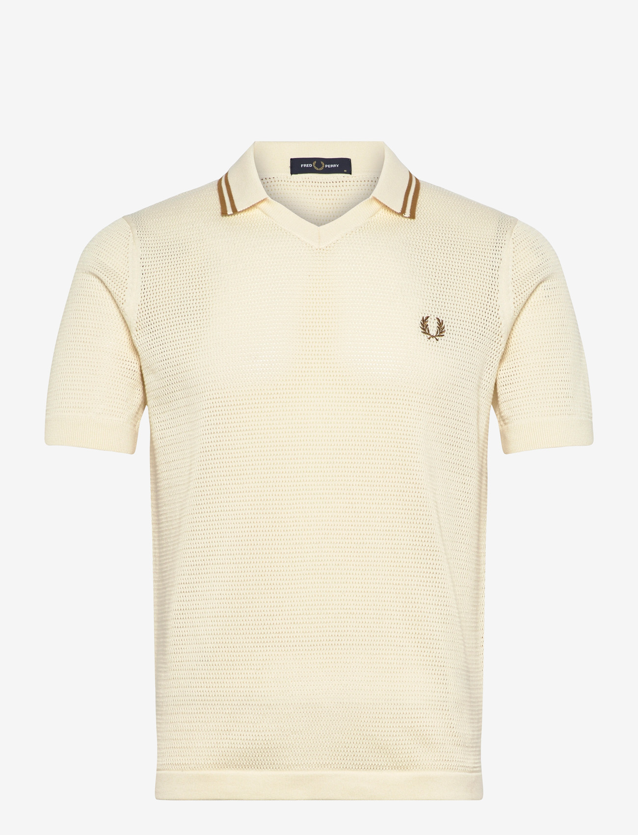 Fred Perry - POINTELLE KNITTED SHIRT - stickade pikéer - ecru - 1