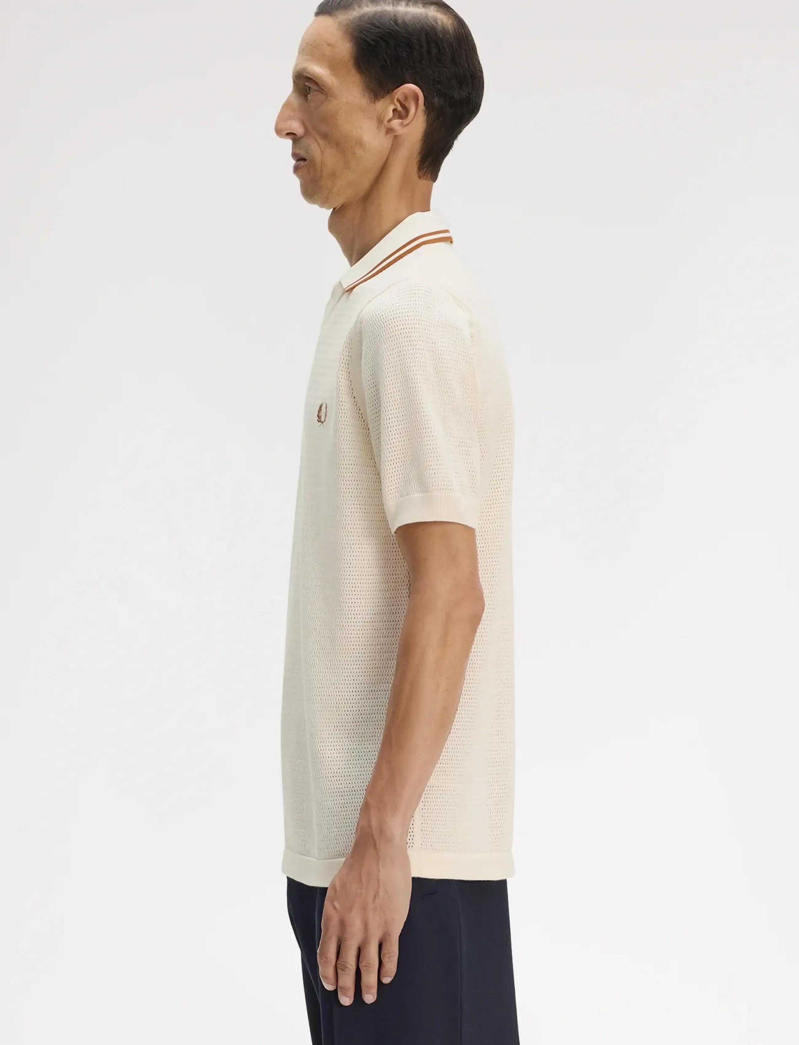 Fred Perry - POINTELLE KNITTED SHIRT - kootud polosärgid - ecru - 3