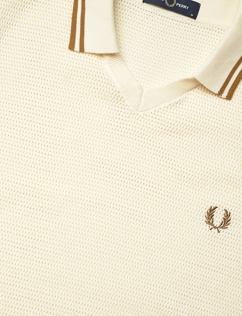 Fred Perry - POINTELLE KNITTED SHIRT - stickade pikéer - ecru - 4