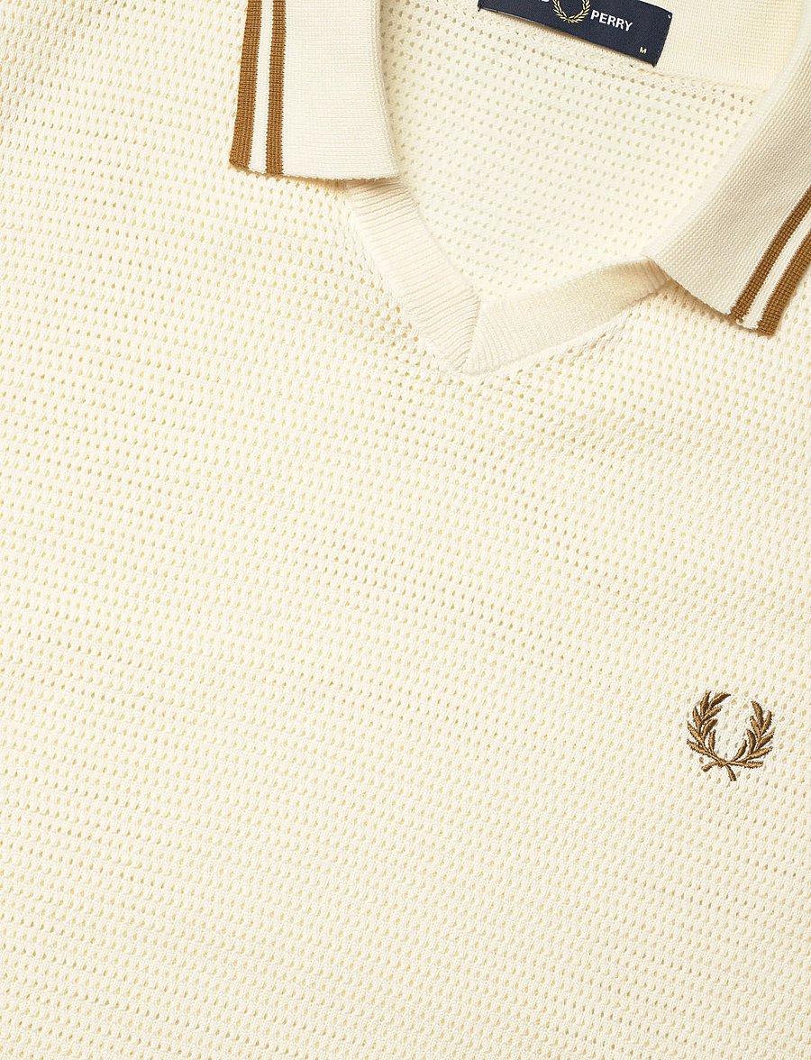 Fred Perry - POINTELLE KNITTED SHIRT - geweven polo's - ecru - 4