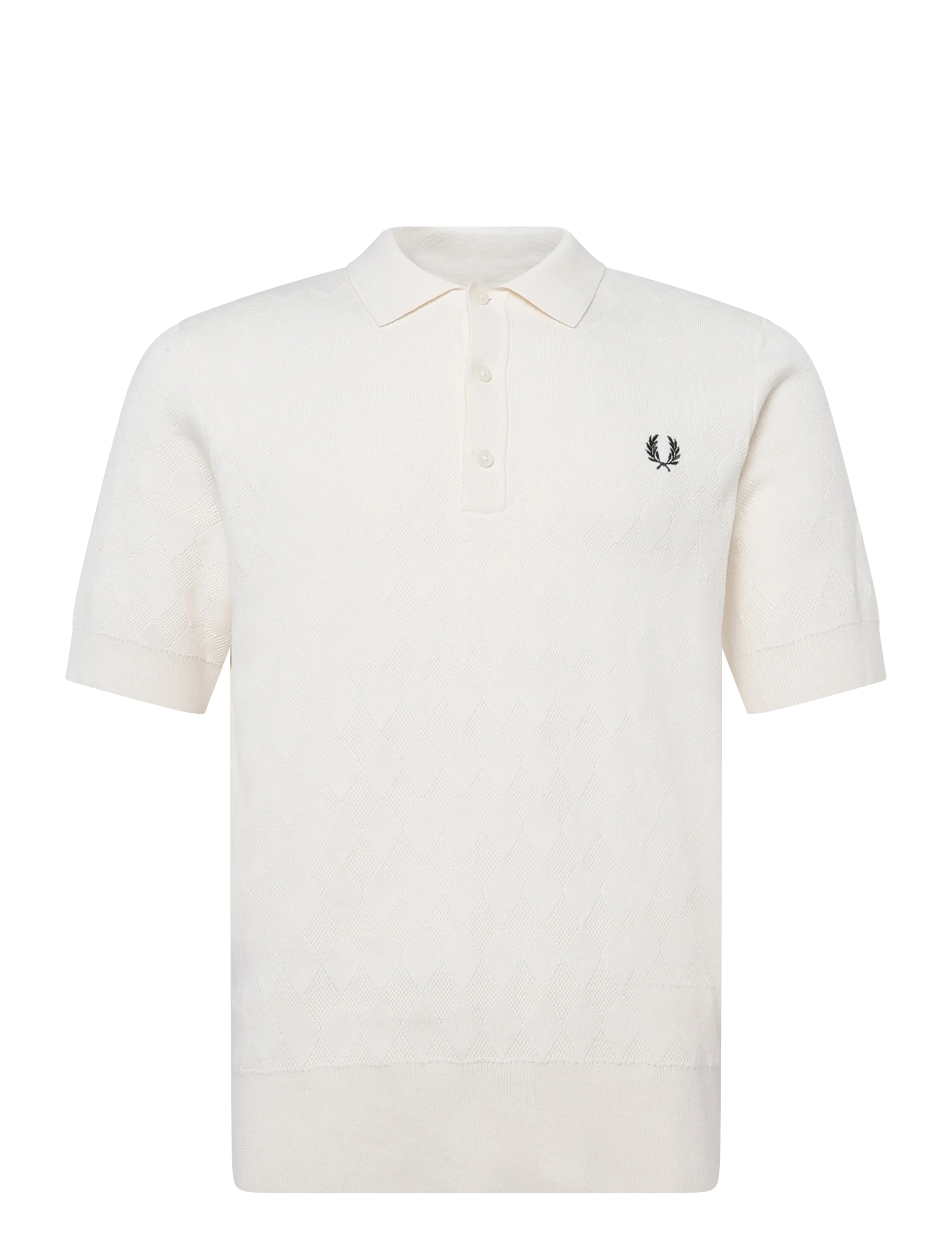Fred Perry POINTELLE KNITTED SHIRT - Strik - ECRU / cream