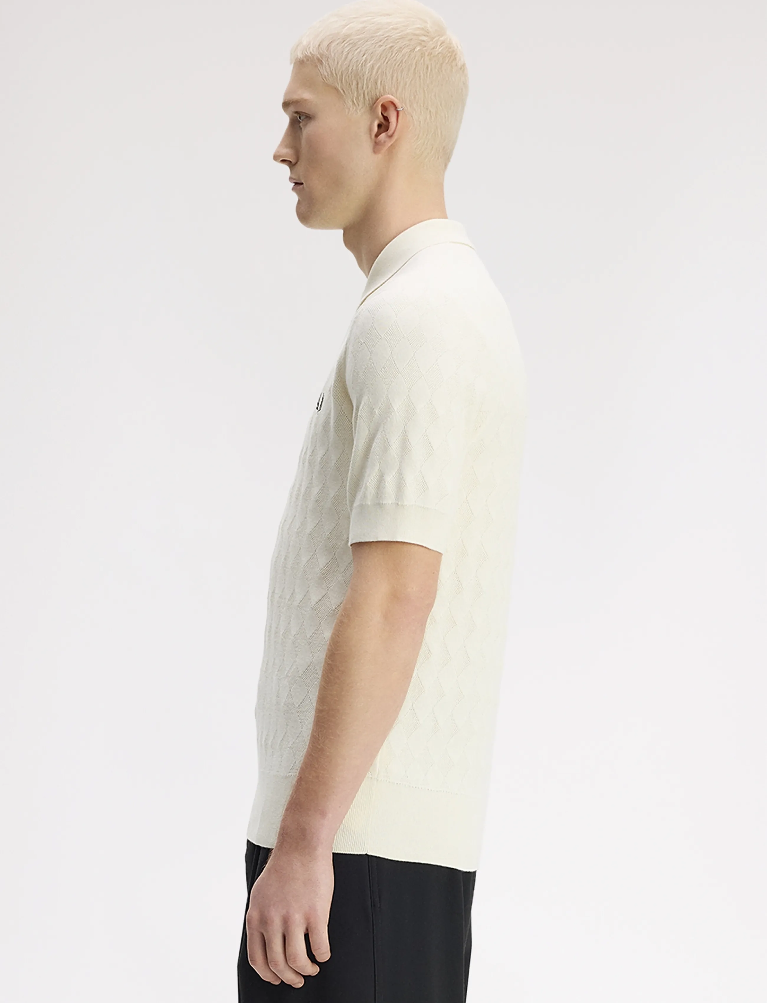 Fred Perry - POINTELLE KNITTED SHIRT - polostrik - ecru - 3