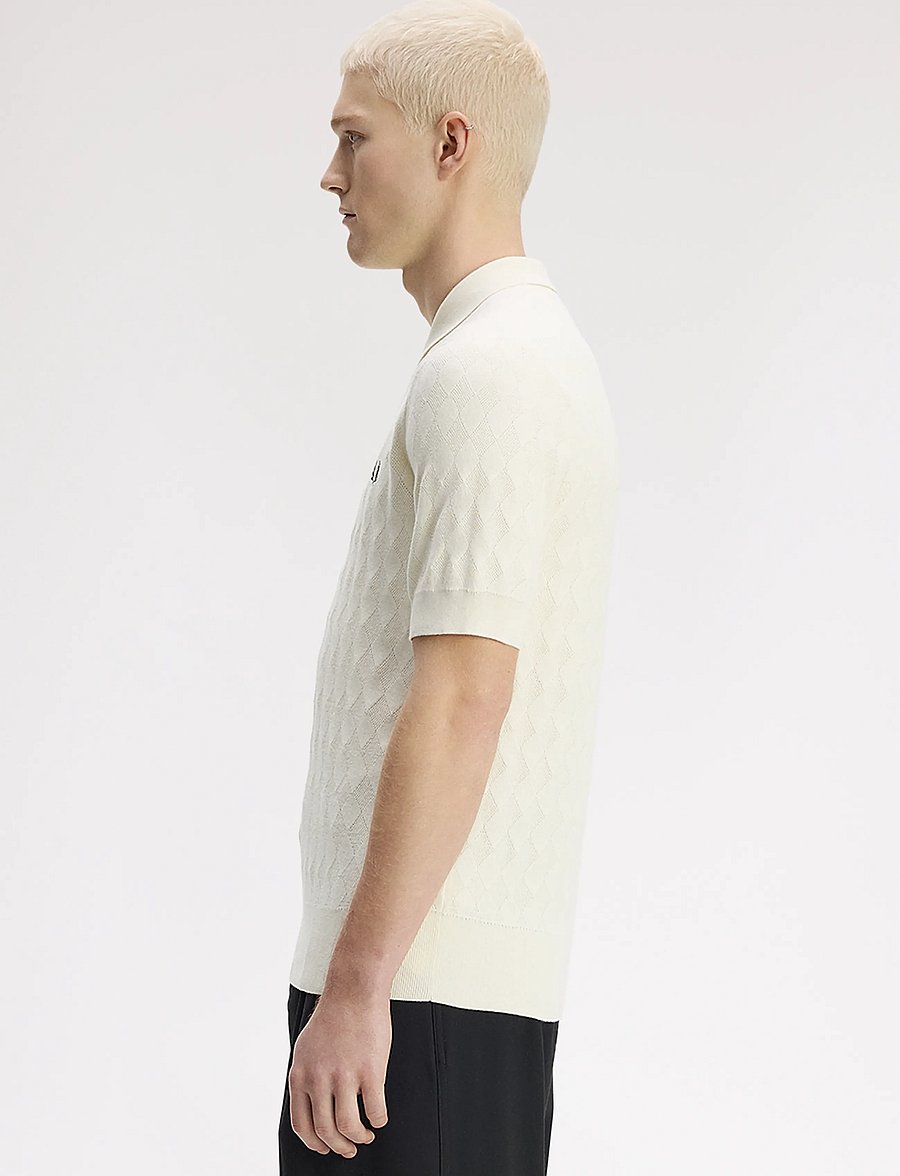 Fred Perry - POINTELLE KNITTED SHIRT - polostrik - ecru - 3