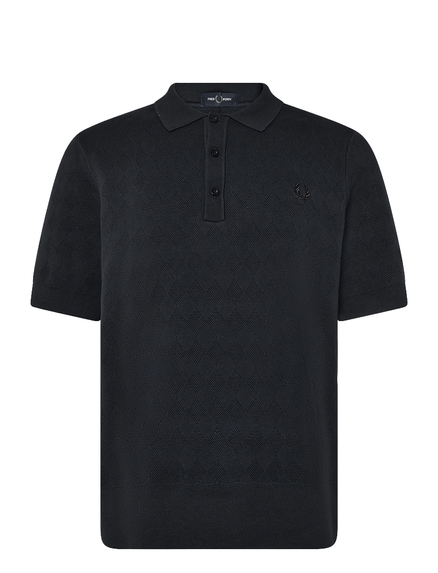 Fred Perry - POINTELLE KNITTED SHIRT - langärmlige strick-polohemden - navy - 1