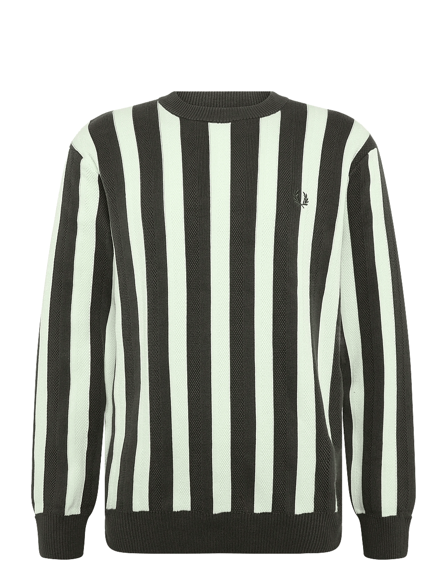 Fred Perry - TEXTURED STRIPE JUMPER - rund hals - field green - 1