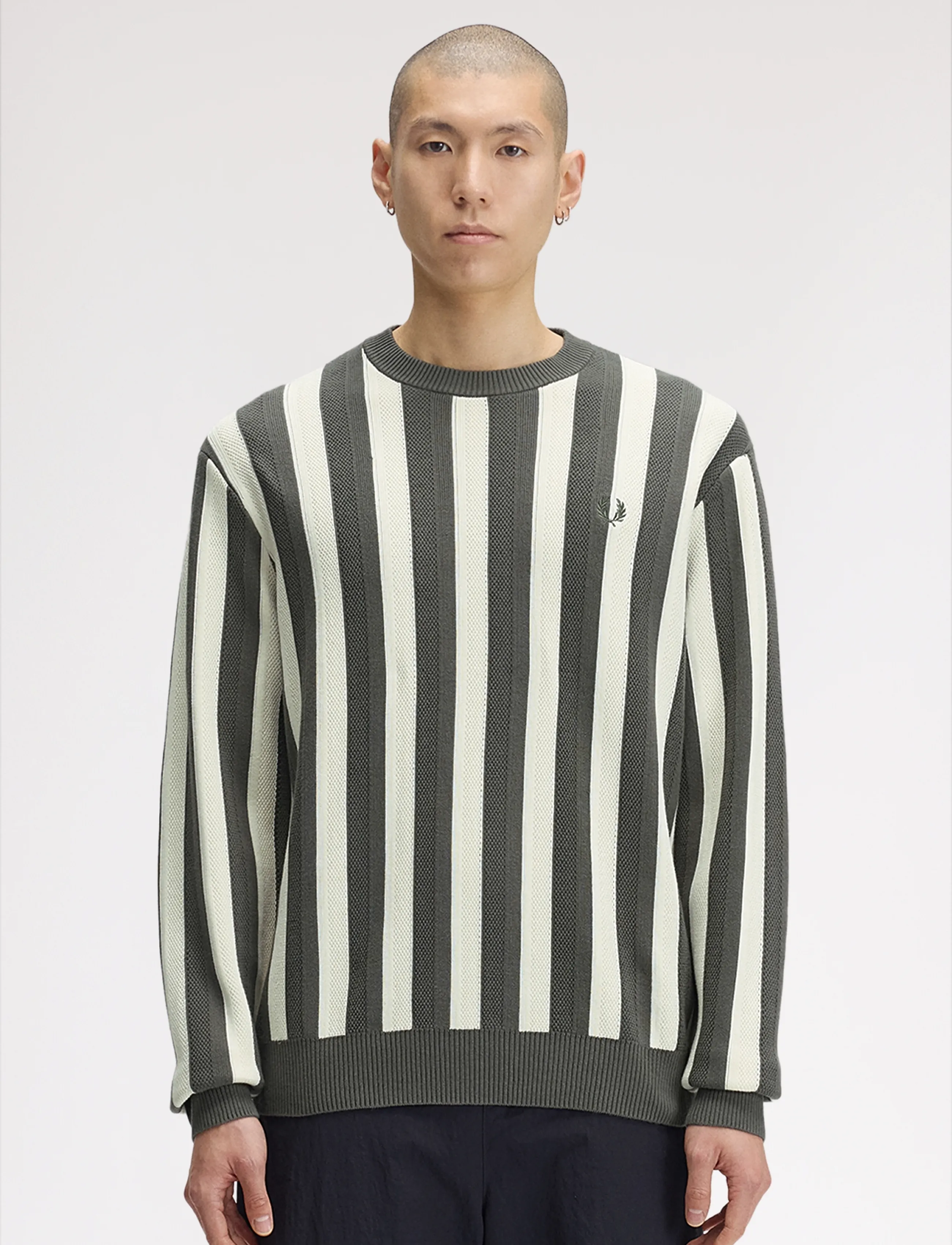 Fred Perry TEXTURED STRIPE JUMPER - Kleidung - FIELD GREEN / khaki/green
