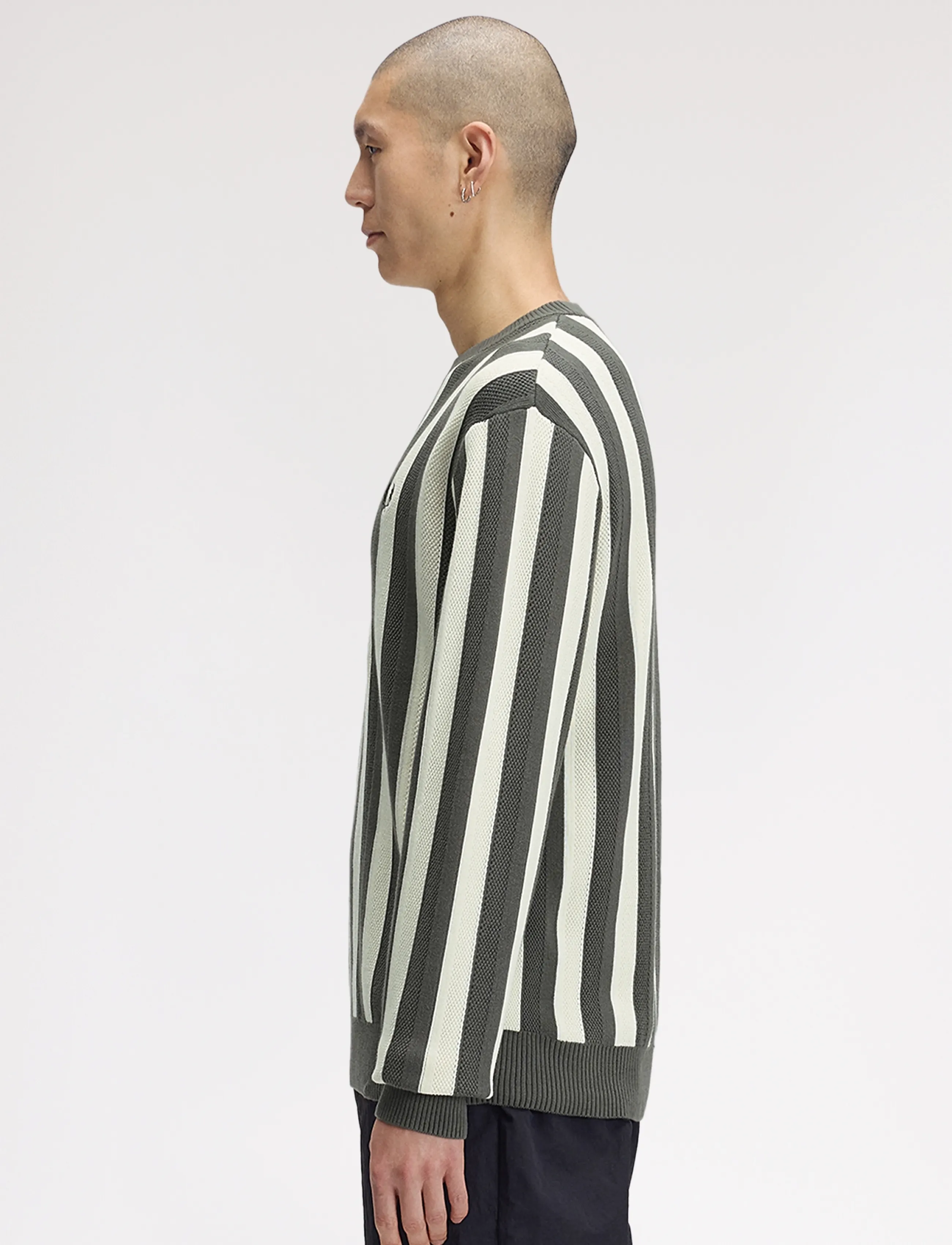 Fred Perry - TEXTURED STRIPE JUMPER - field green - 3