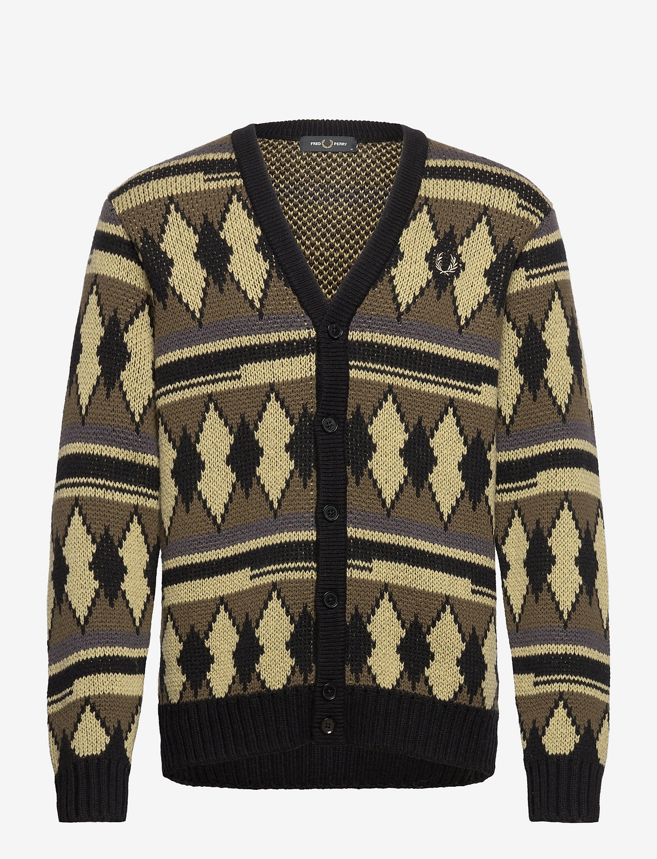Fred Perry - CHUNKY JACQUARD CARDIGN - sage green - 0