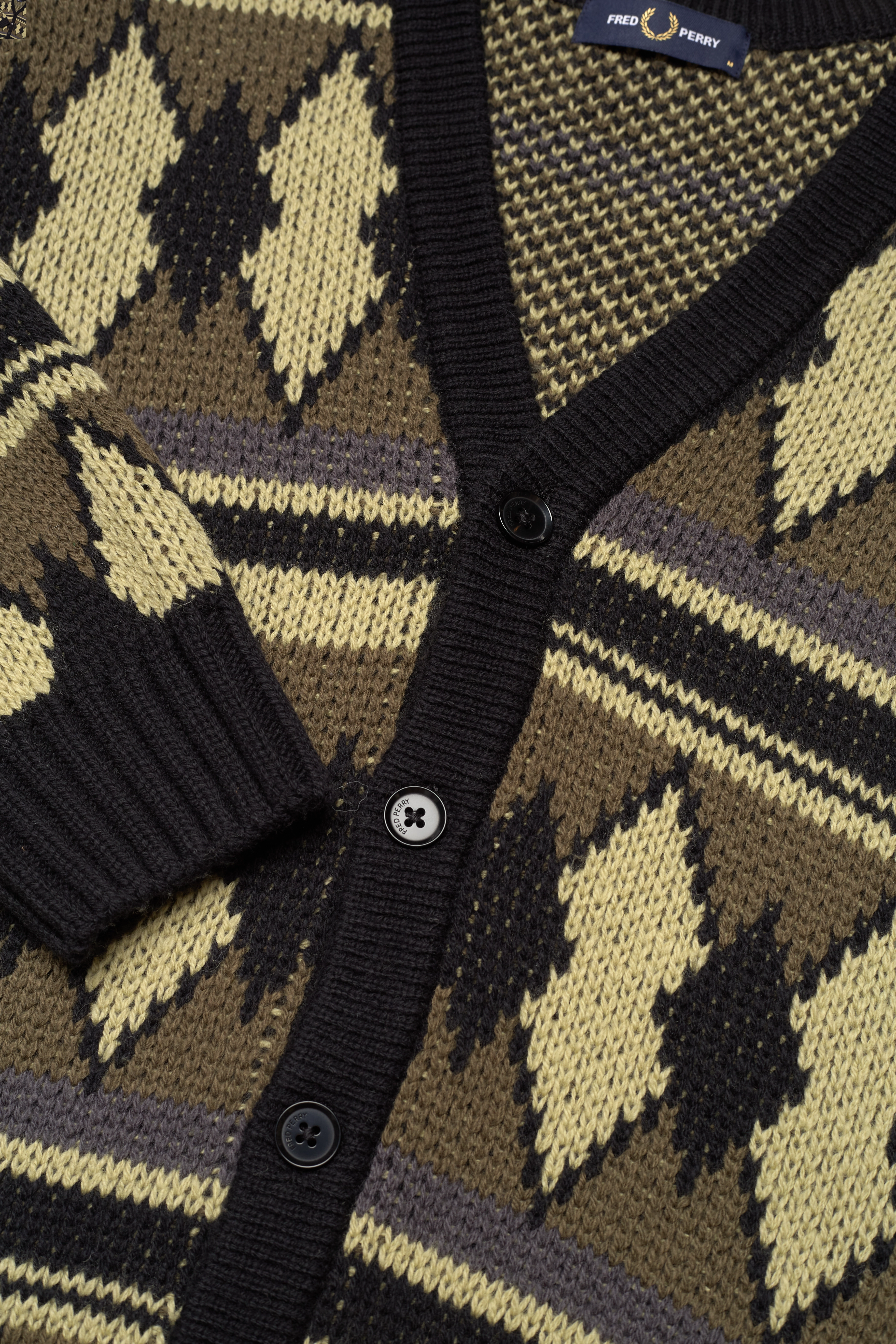 Fred Perry - CHUNKY JACQUARD CARDIGN - sage green - 2