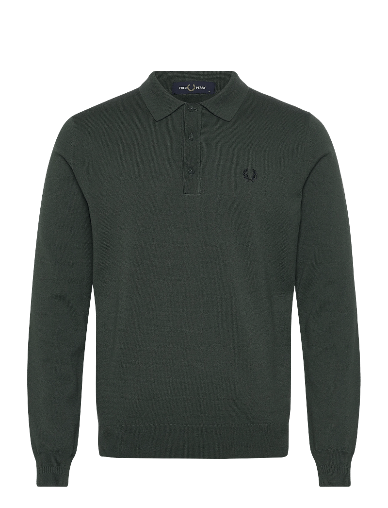 Fred Perry - CLASSIC KNITTED SHIRT LS - lange mouwen - court green - 0