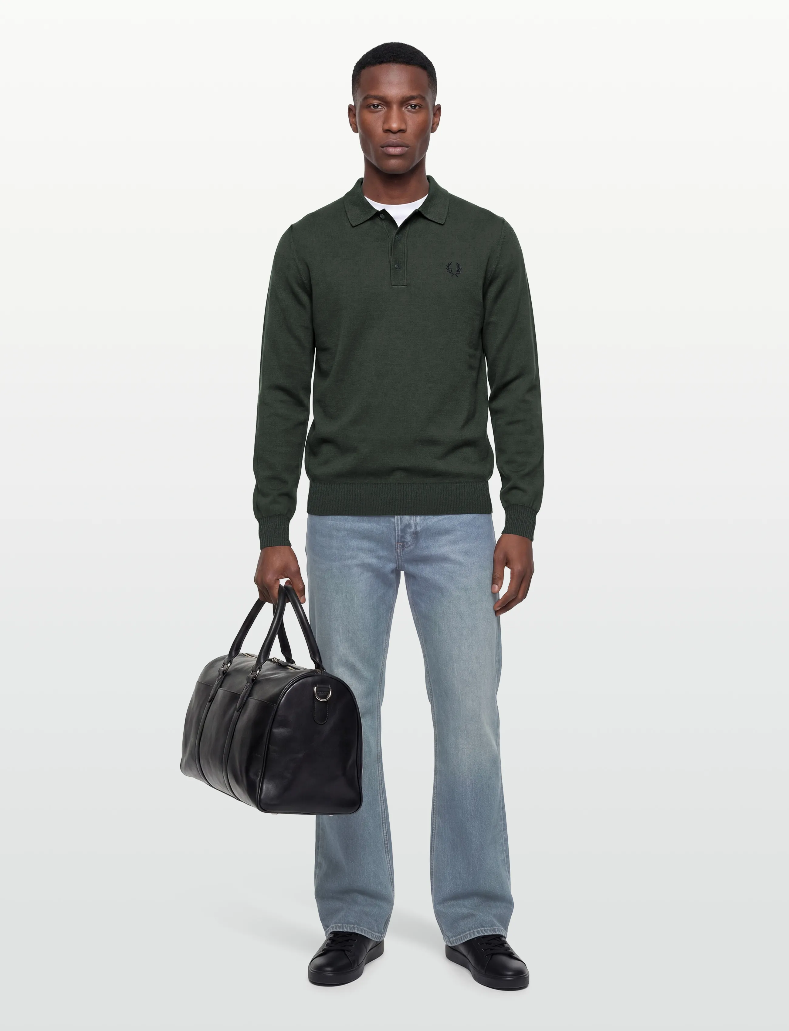 Fred Perry CLASSIC KNITTED SHIRT LS - „Preppy“ - COURT GREEN / green