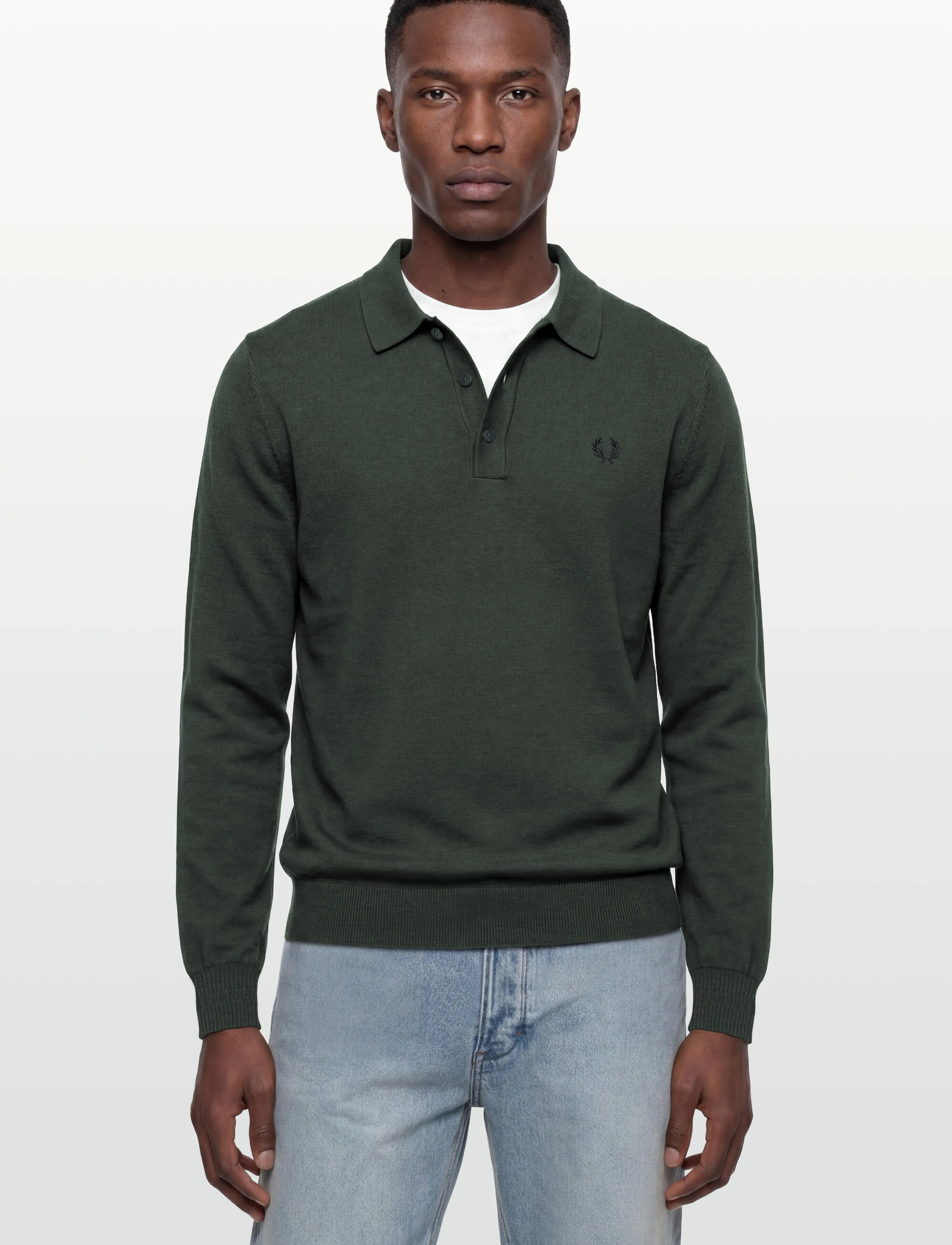 Fred Perry - CLASSIC KNITTED SHIRT LS - court green - 3