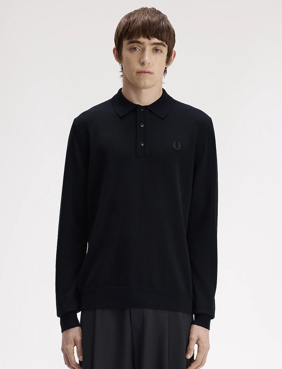 Fred Perry - CLASSIC KNITTED SHIRT LS - langärmelig - navy - 0
